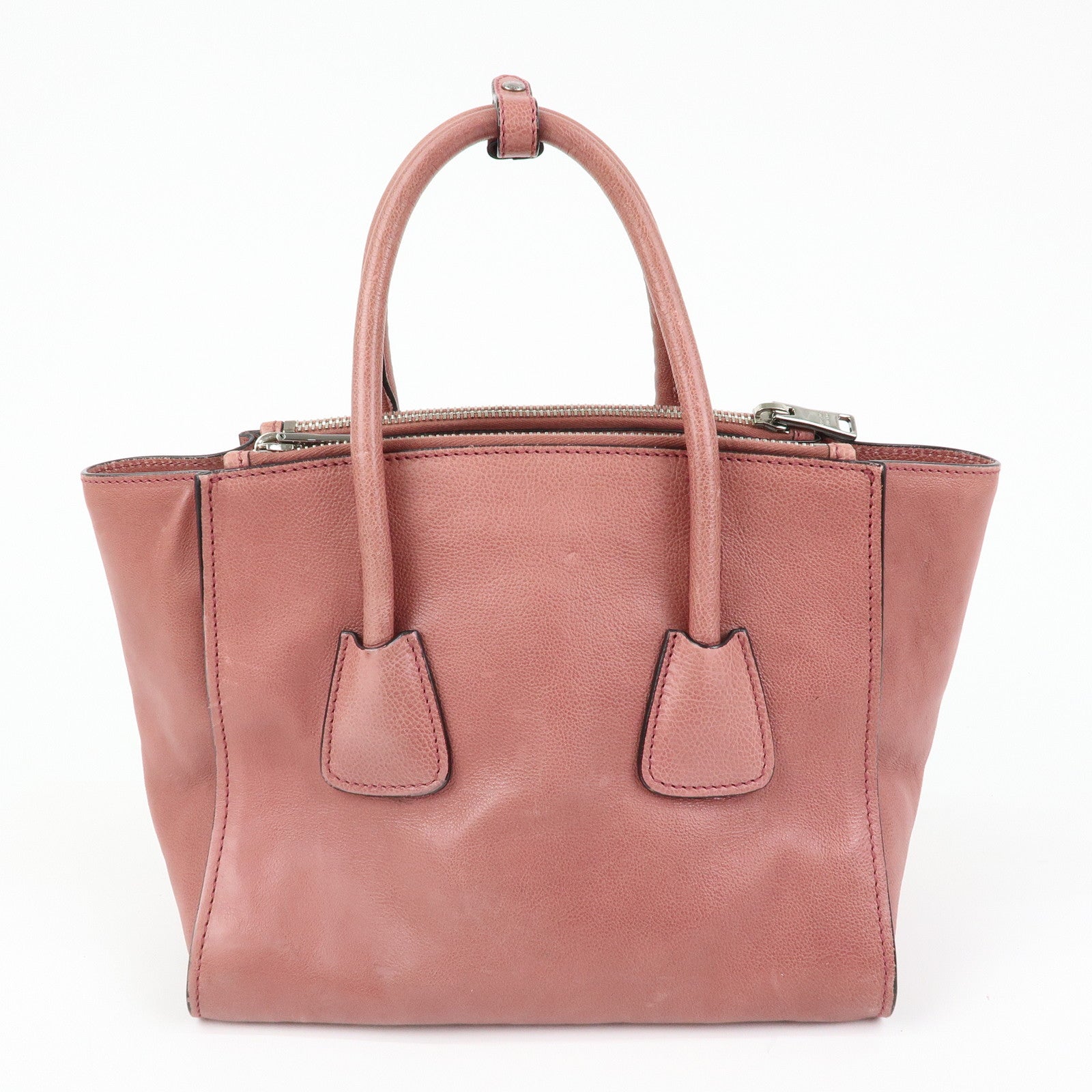PRADA Triangle Logo Leather 2Way Bag Hand Bag Shoulder Bag Pink