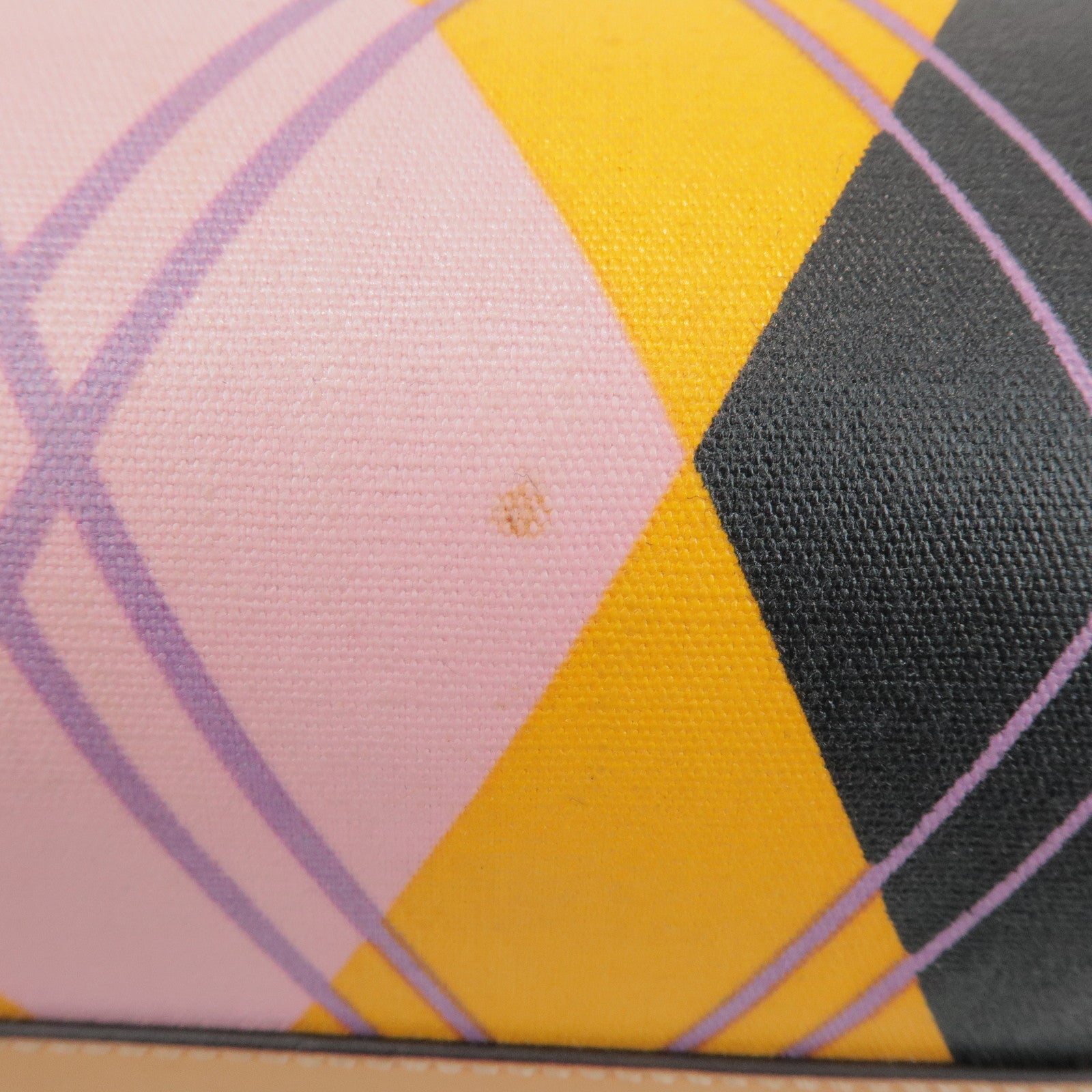 Christian Dior PVC Leather Hand Bag Light Brown Pink Orange