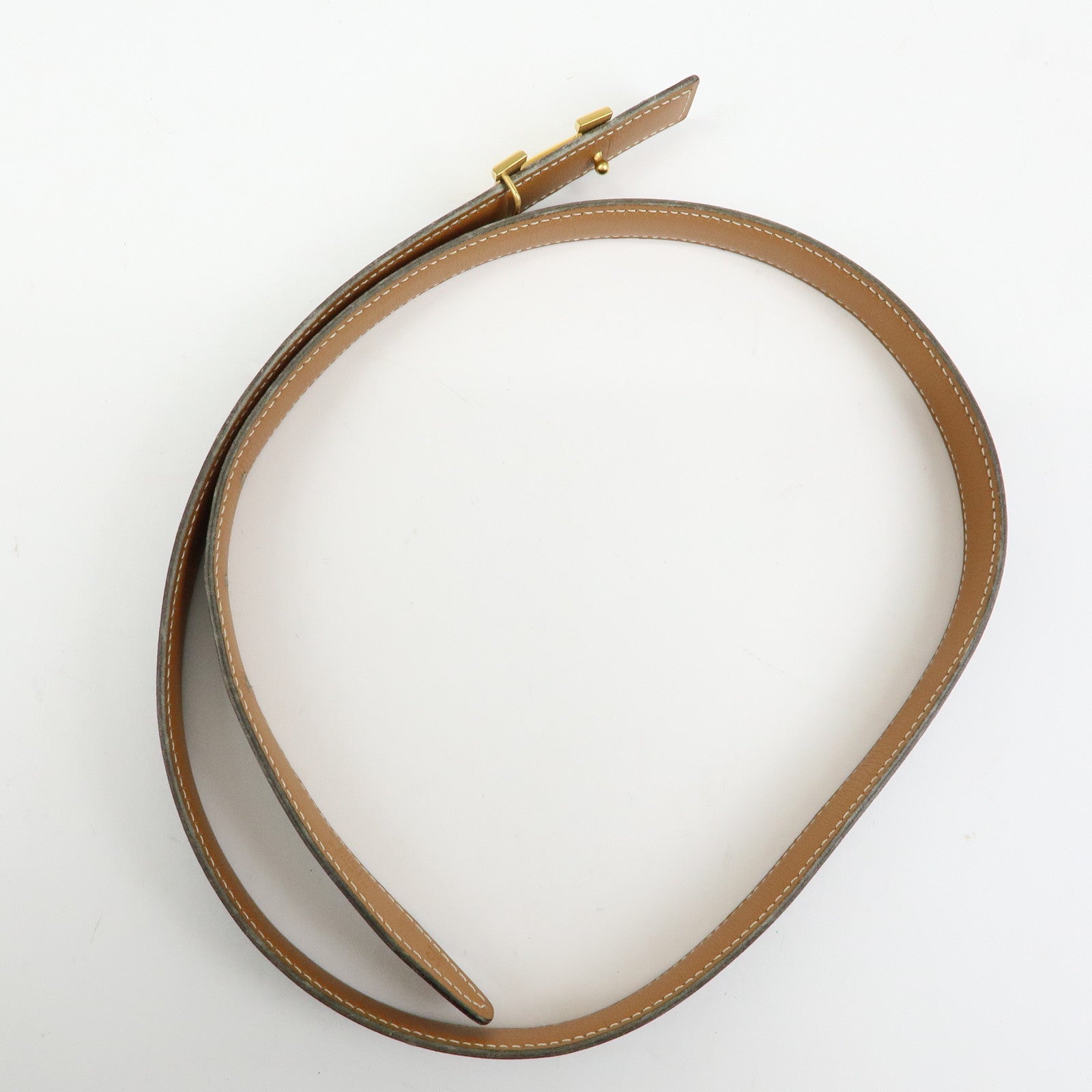 HERMES Mini H Buckle Reversible Constance Calf Belt 75 Black Camel