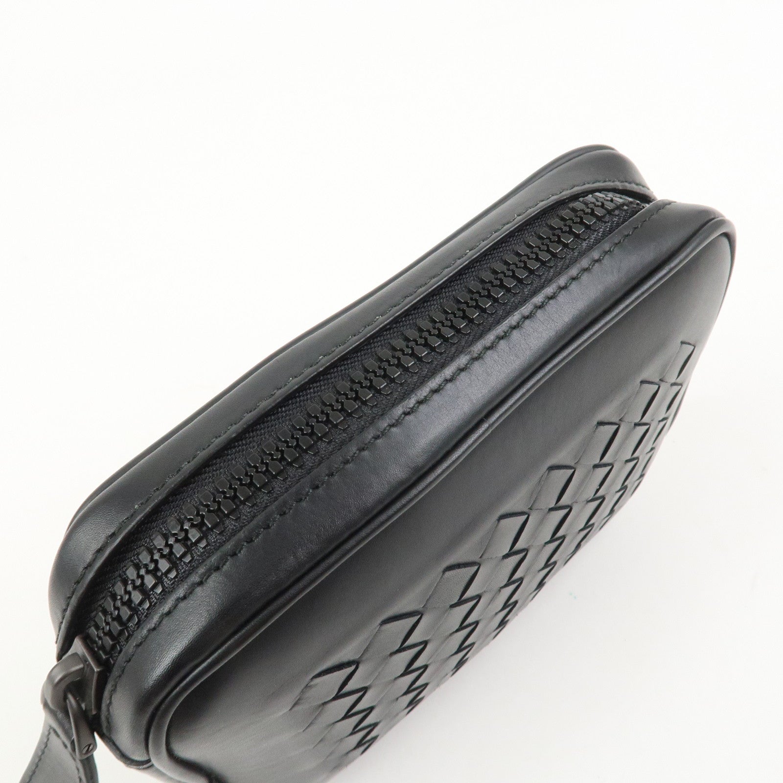 BOTTEGA VENETA Intrecciato Leather Foldable Tote Bag Nylon Black