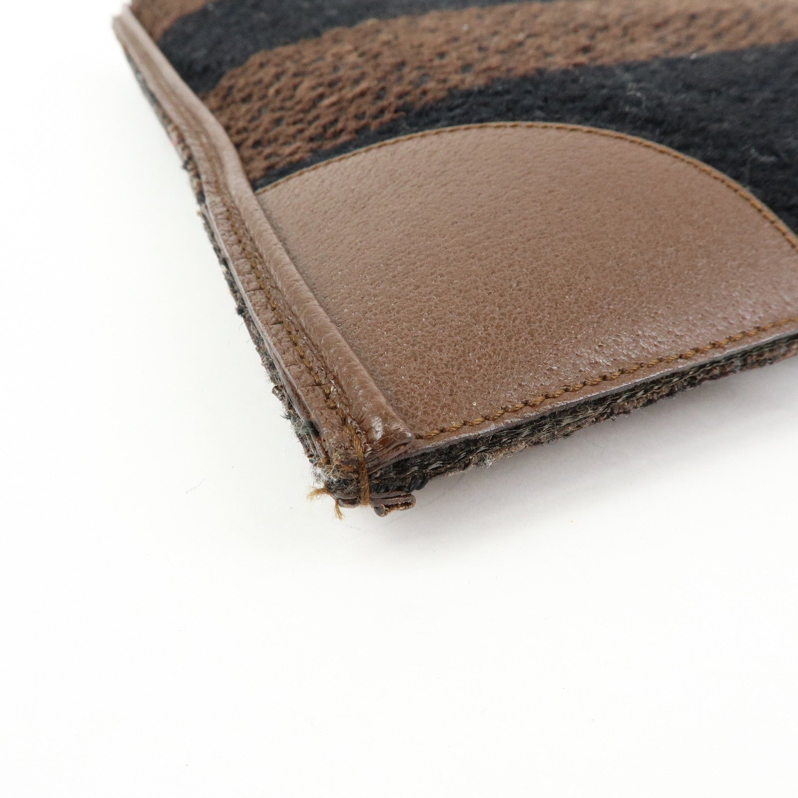 PRADA Triangle Logo Tweed Canvas Hand Bag Brown Black B11268