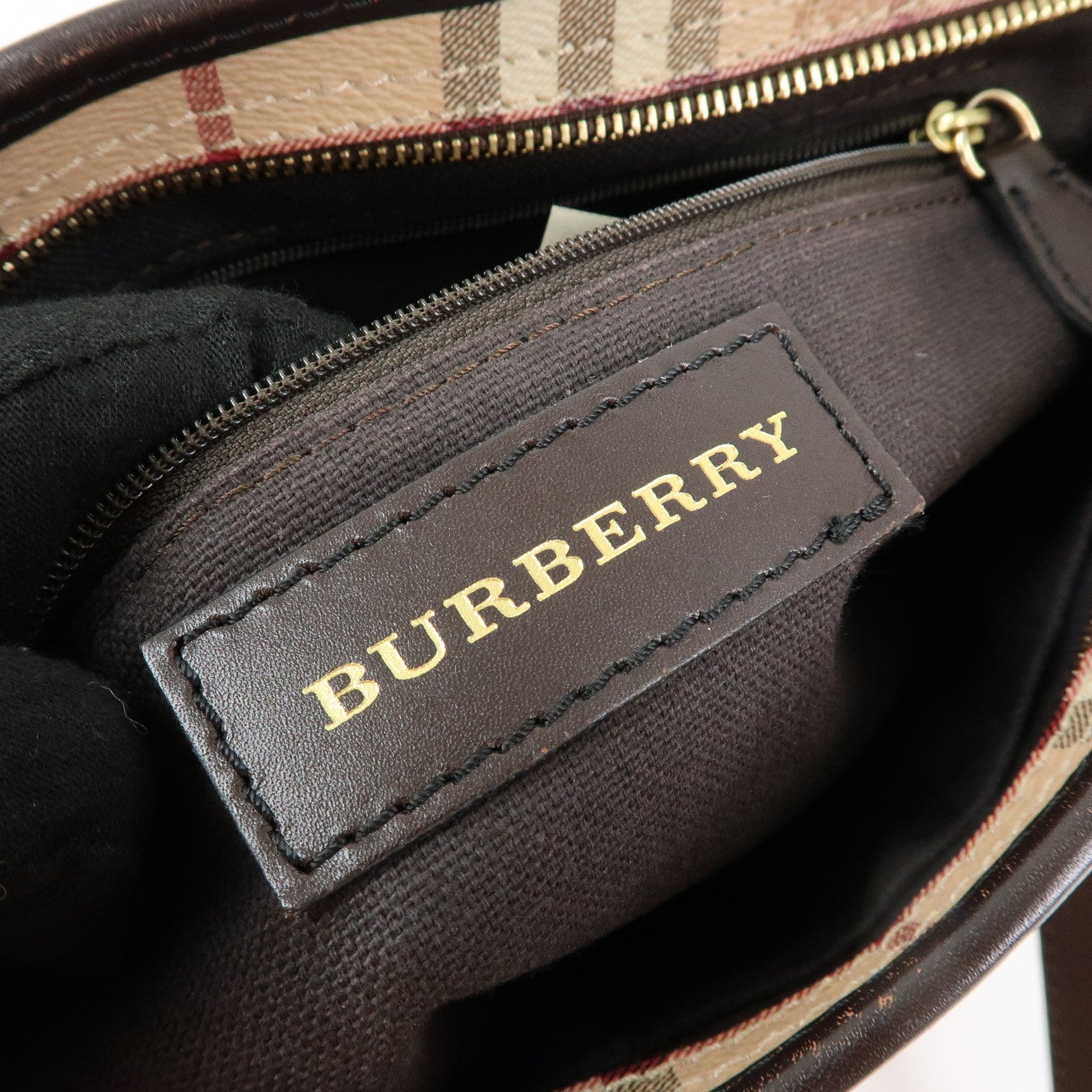 BURBERRY PVC Leather Nova Plaid Tote Bag Shoulder Bag Beige Brown