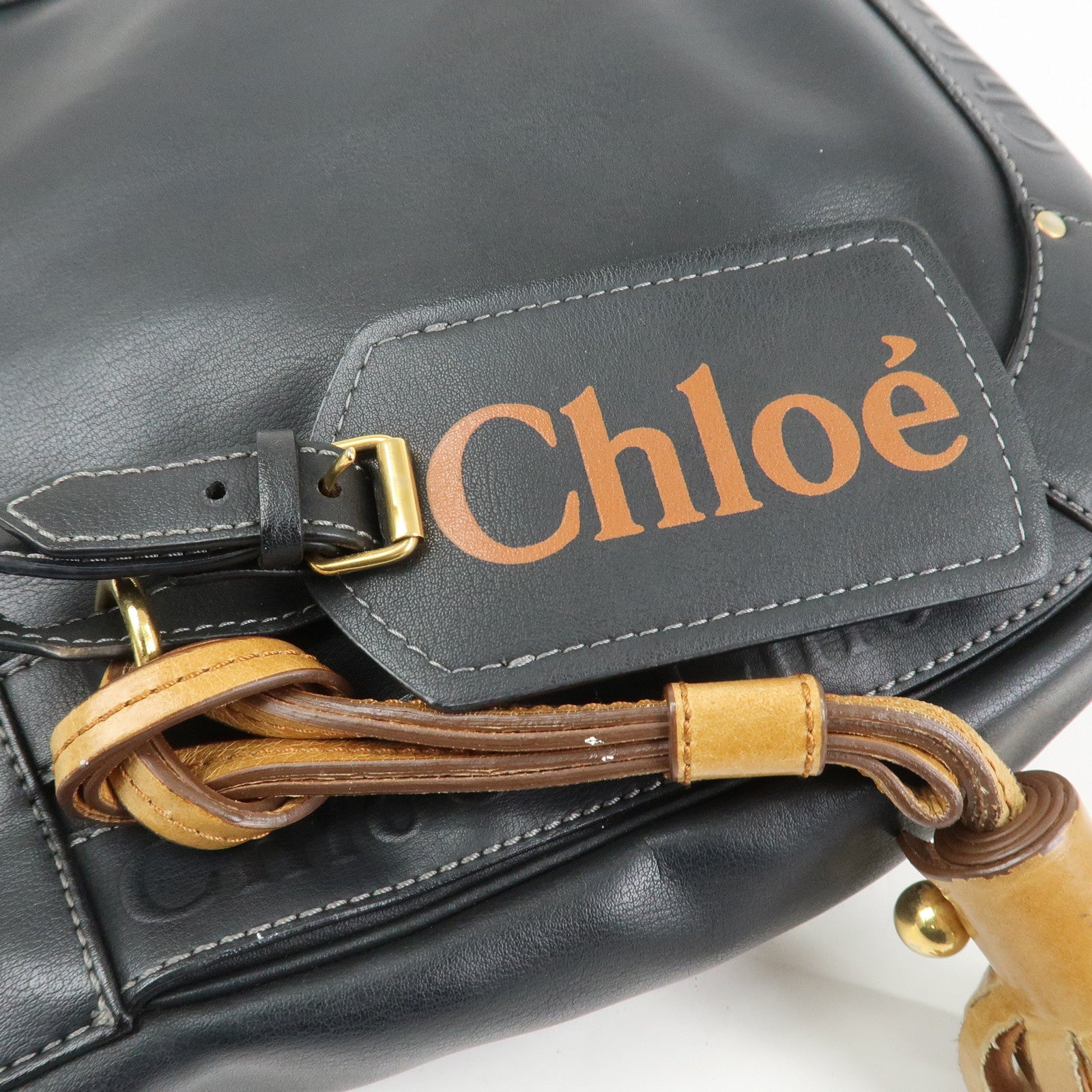 Chloe Eden Logo Leather Shoulder Bag Crossbody Bag Black Brown