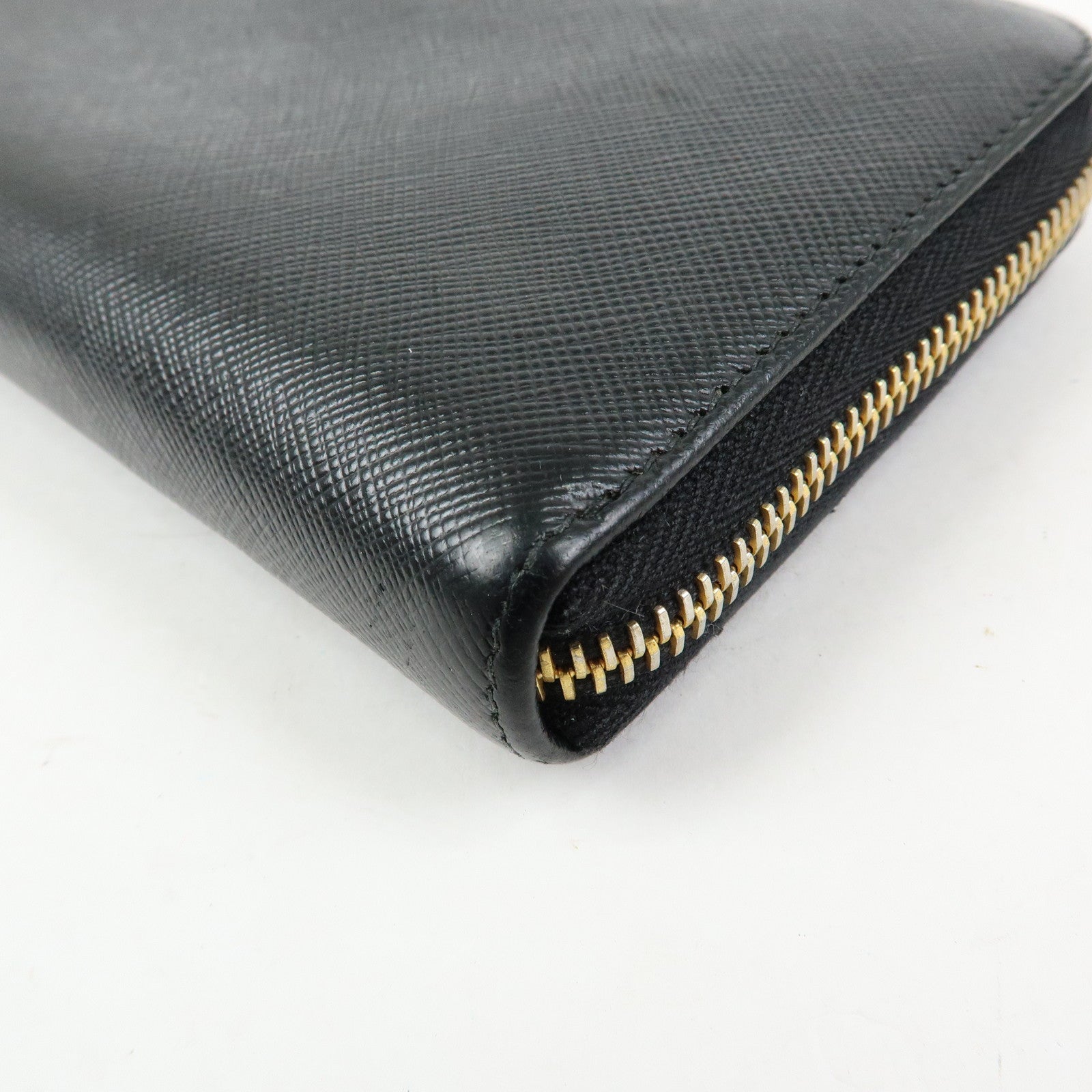 PRADA Saffiano Leather Round Zippy Long Wallet Black 1ML506