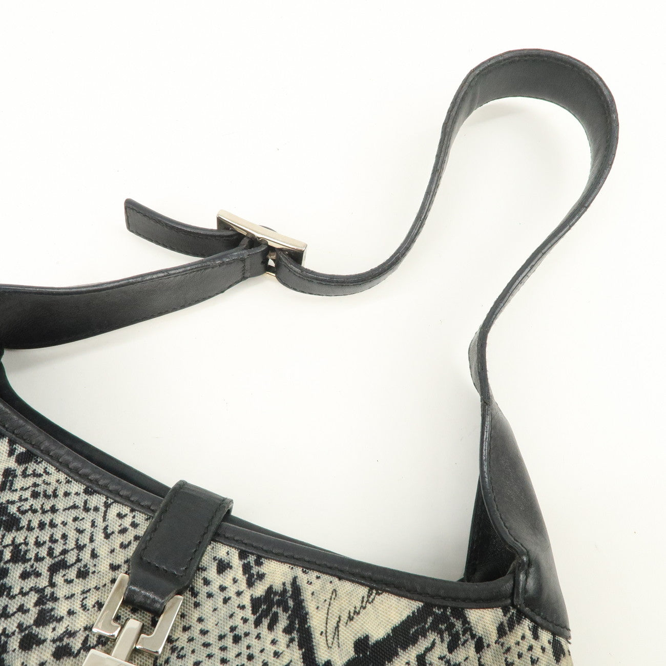 GUCCI Jackie Canvas Leather Shoulder Bag Hand Bag Black 001・9735