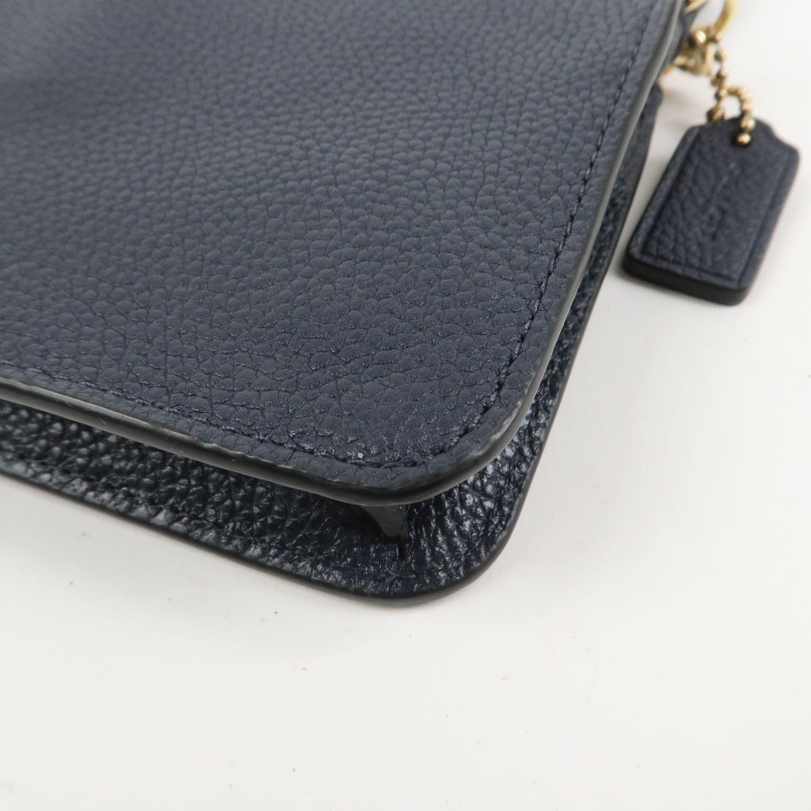 COACH Logo Leather Shoulder Bag Crossbody Bag Navy