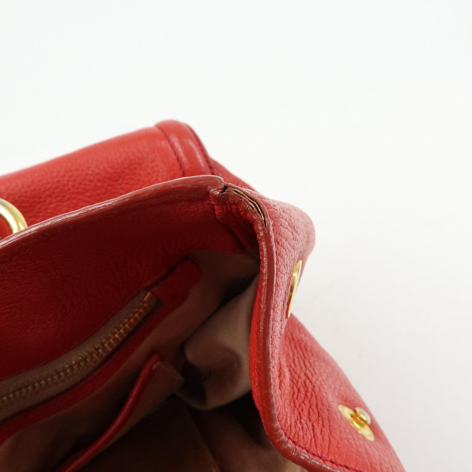 MIU MIU MADRAS Leather 2Way Bag Hand Bag Shoulder Bag Red