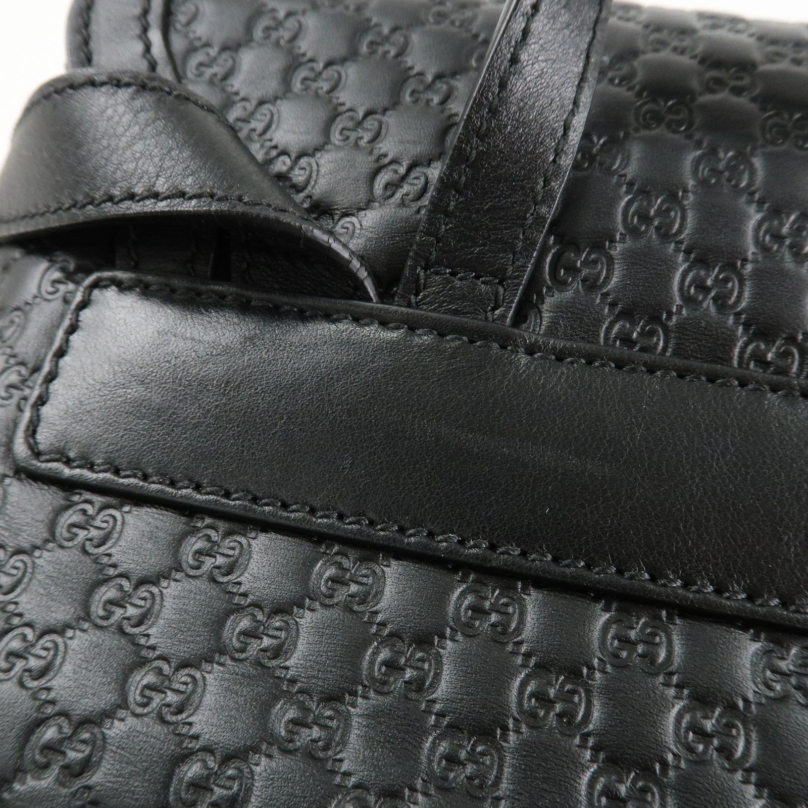 GUCCI Micro Guccissima Leather Backpack Rucksack Black 607993 Used