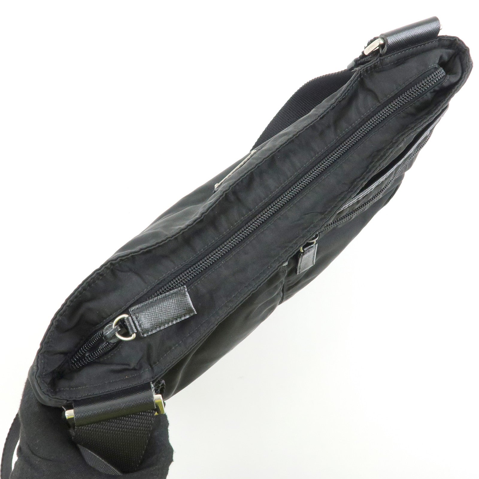 PRADA Triangle Logo Nylon Shoulder Bag Crossbody Bag Black