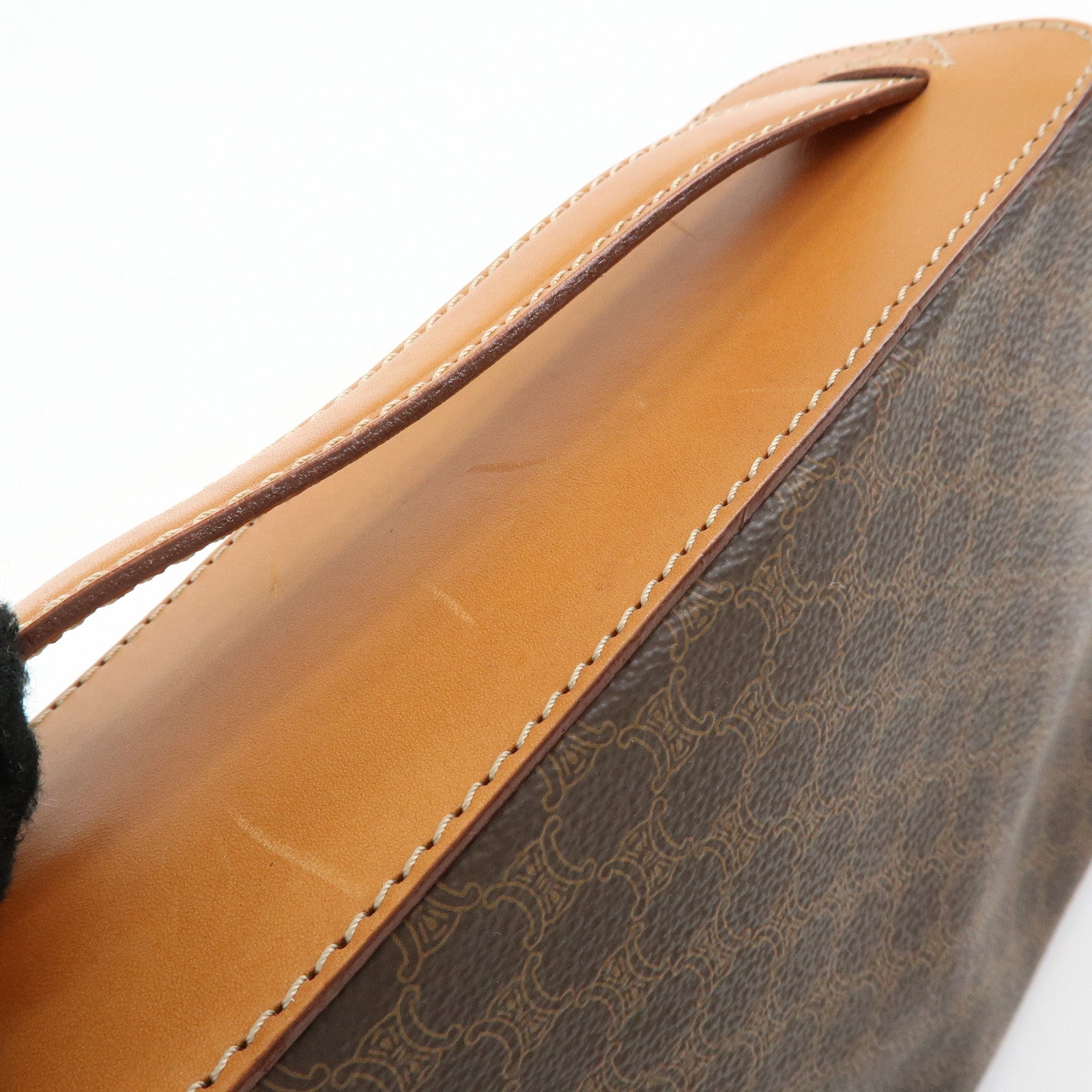 CELINE Macadam PVC Leather Hand Bag Vanity Bag Pouch Brown