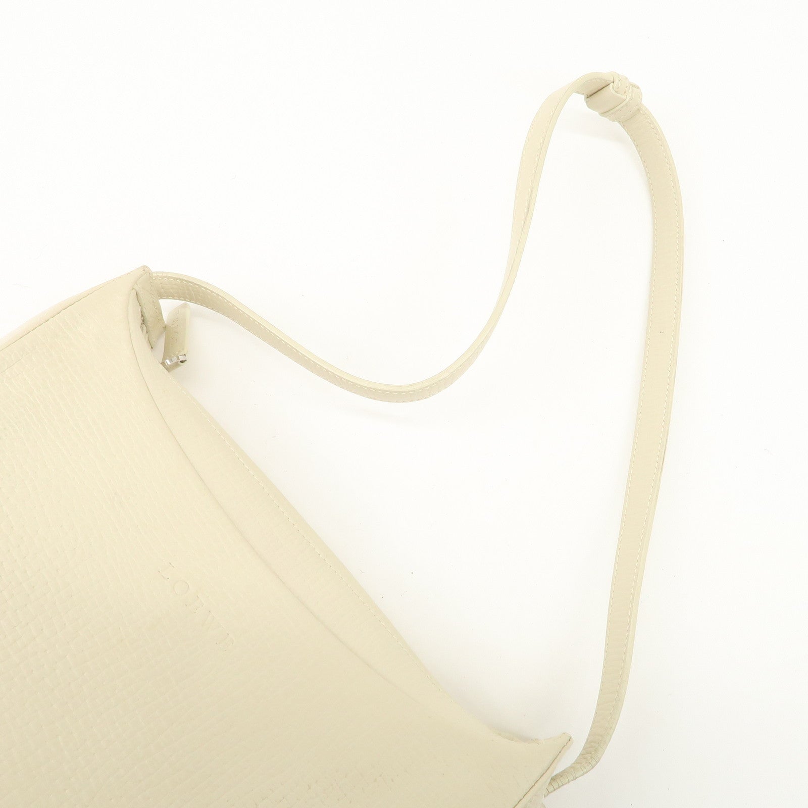 LOEWE Leather Shoulder Bag Ivory Silver Hardware Used