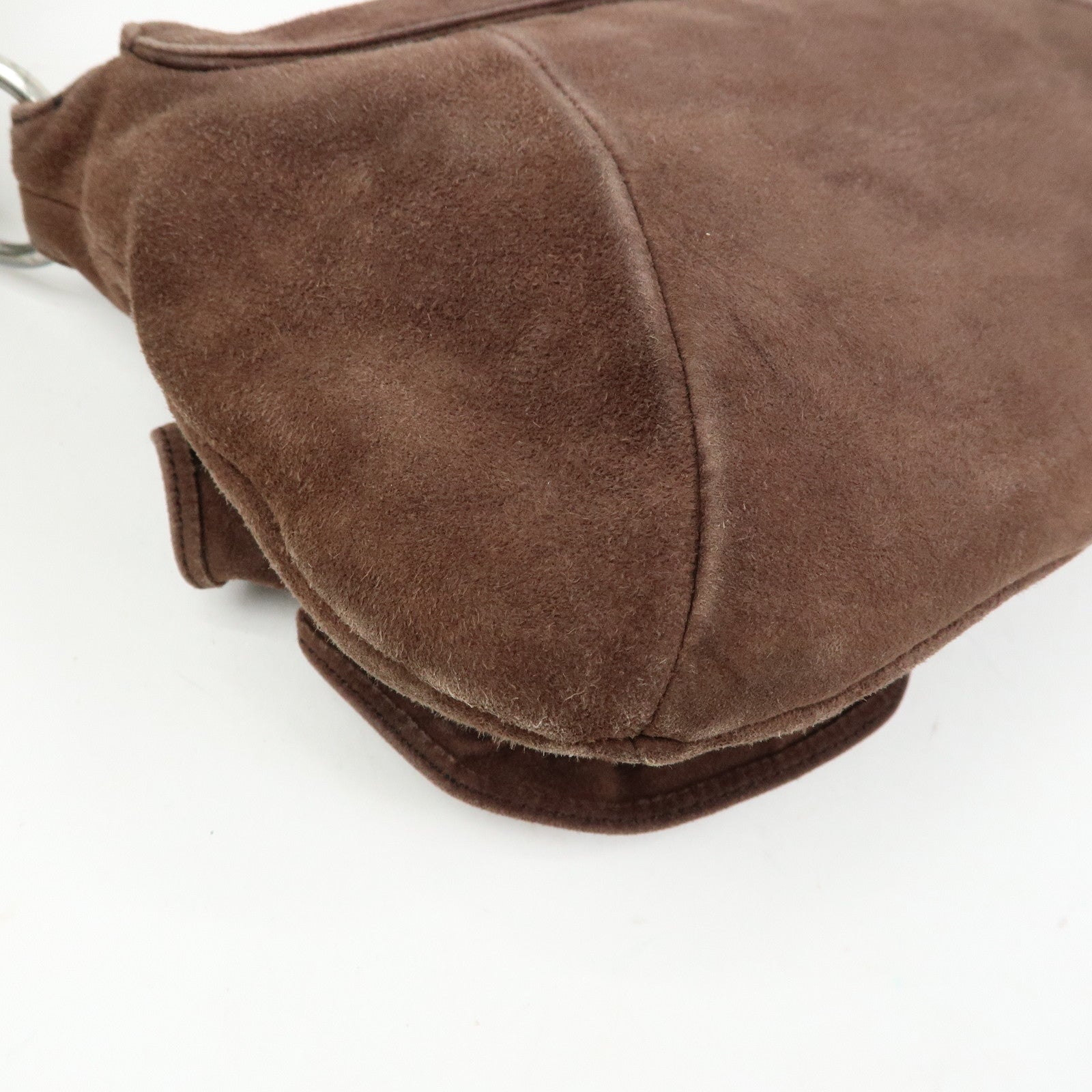 SAINT LAURENT PARIS YSL Naja Flower Suede Shoulder Bag Brown