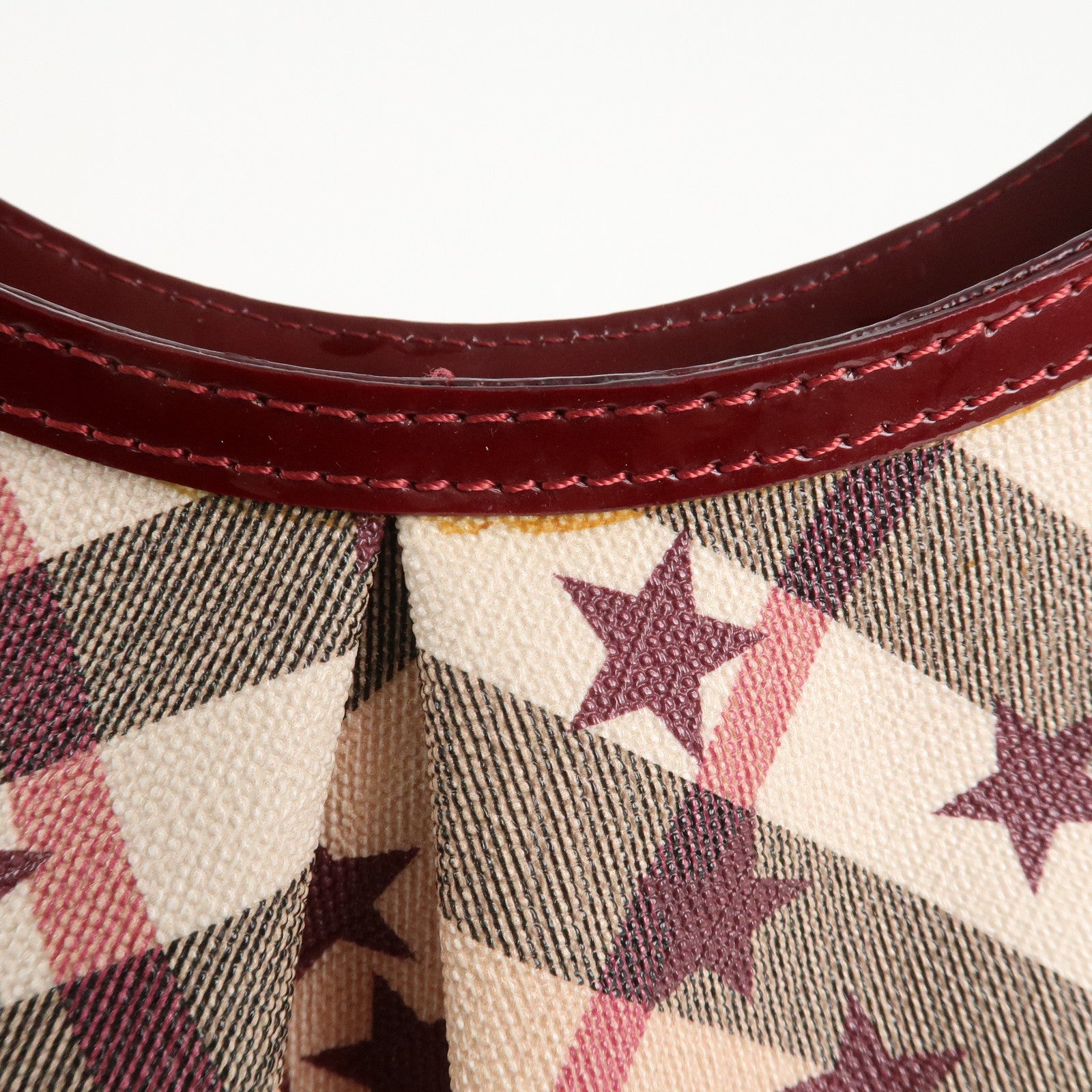 BURBERRY Patent Leather Nova Plaid PVC Shoulder Bag Hand Bag Beige Wine Used