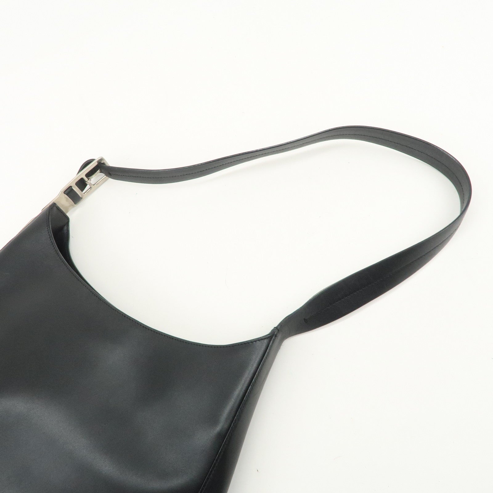 PRADA Logo Leather Shoulder Bag Crossbody Bag Black