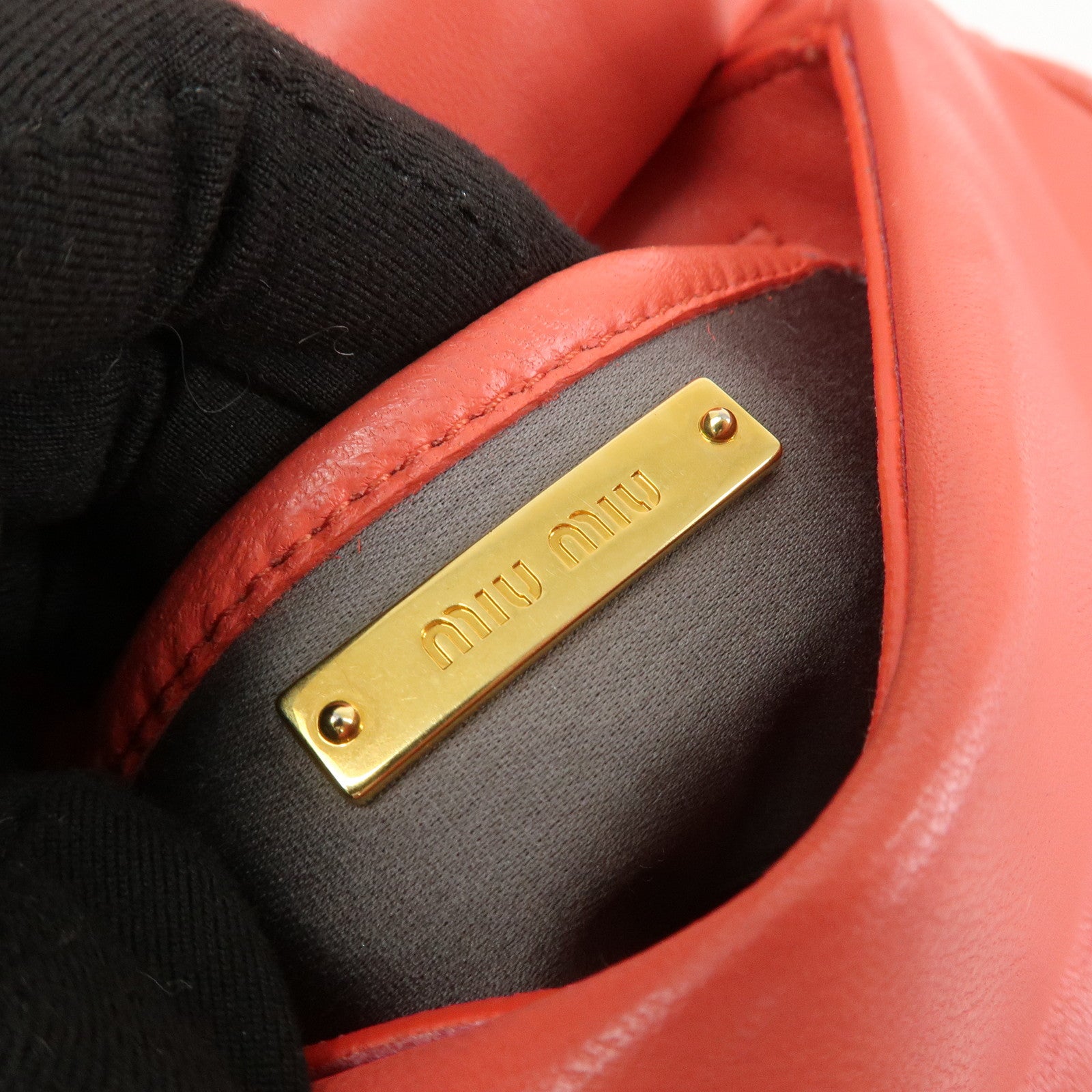 MIU MIU Nappa Leather Chain Shoulder Bag Crossbody Bag Coral
