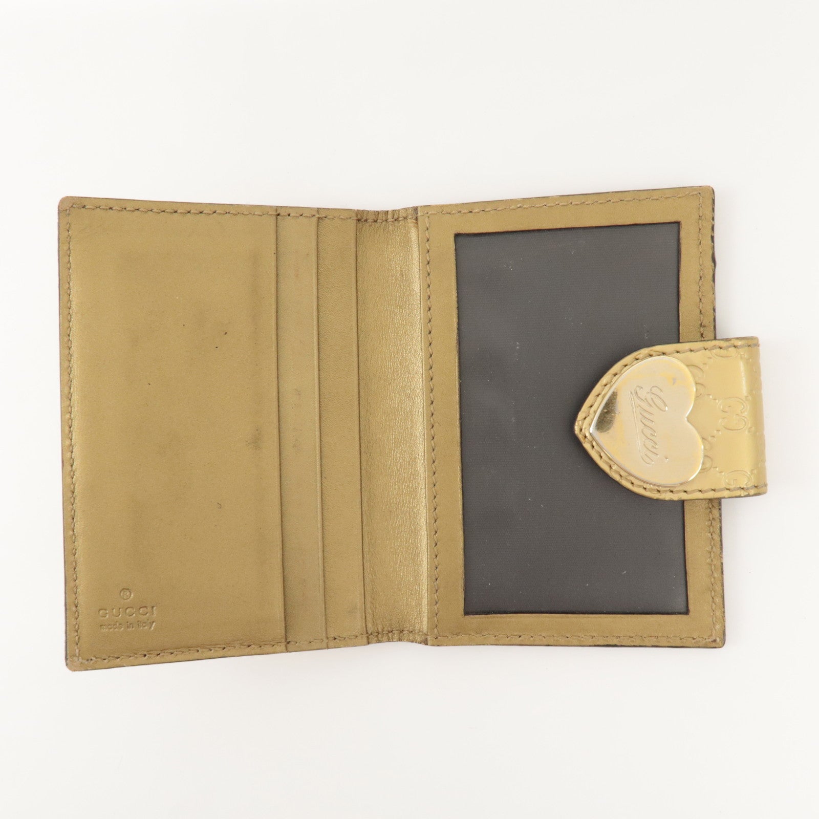 GUCCI Micro Guccissima Leather Card Case Gold 224261 Used