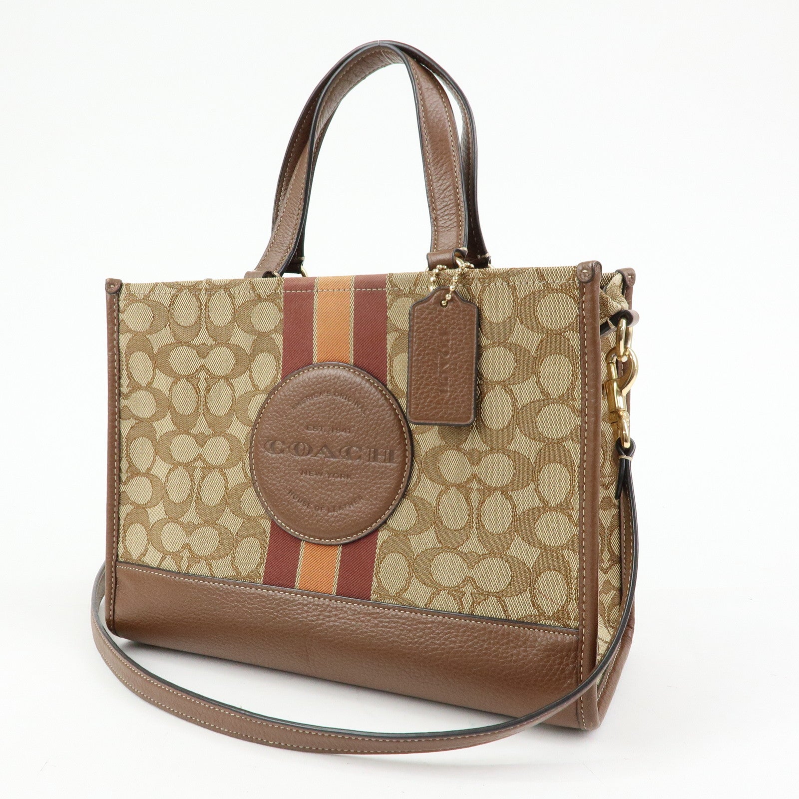 COACH Signature 2Way Canvas Leather Shoulder Bag Hand Bag Beige
