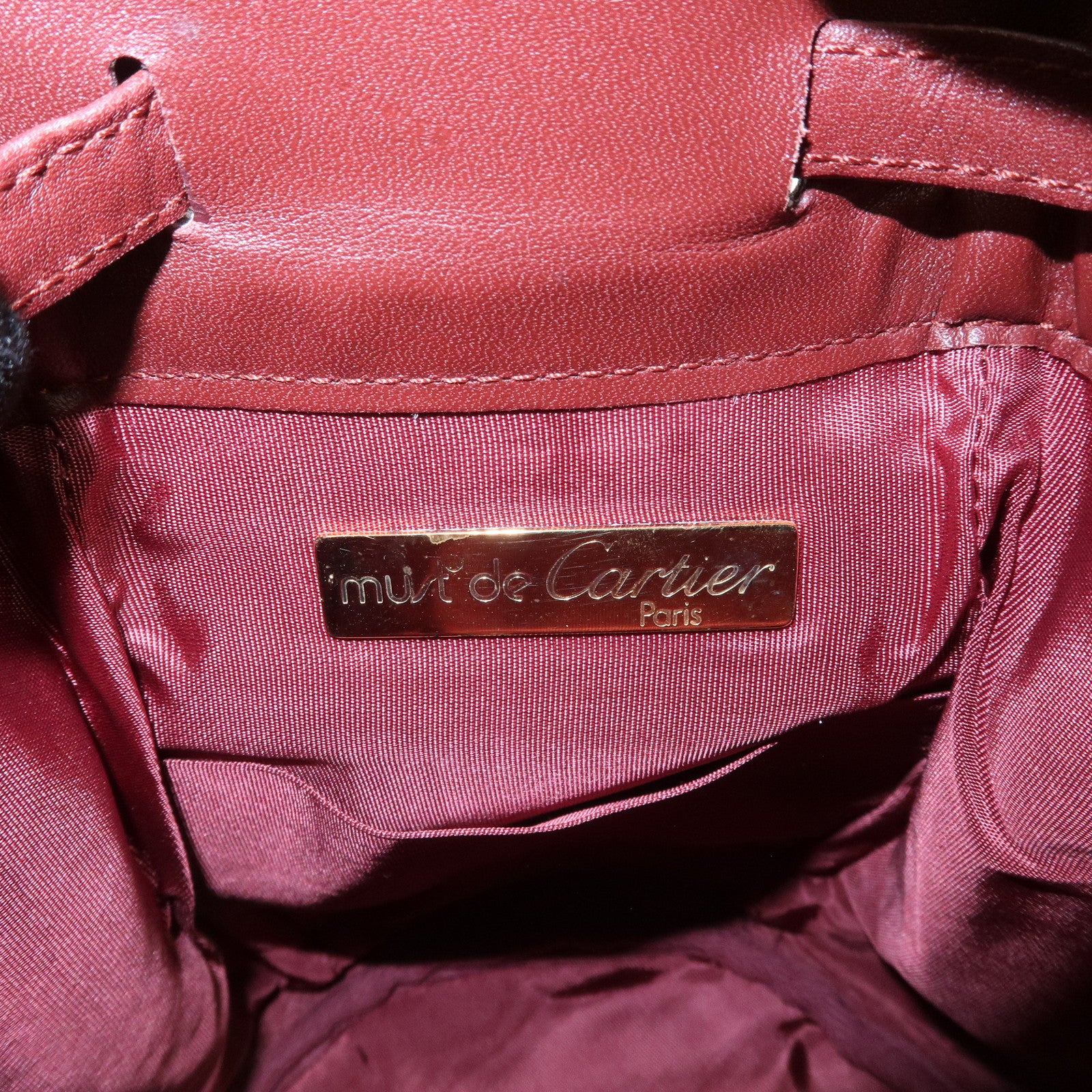 Cartier Must de Cartier Calf Leather Shoulder Bag Burgundy