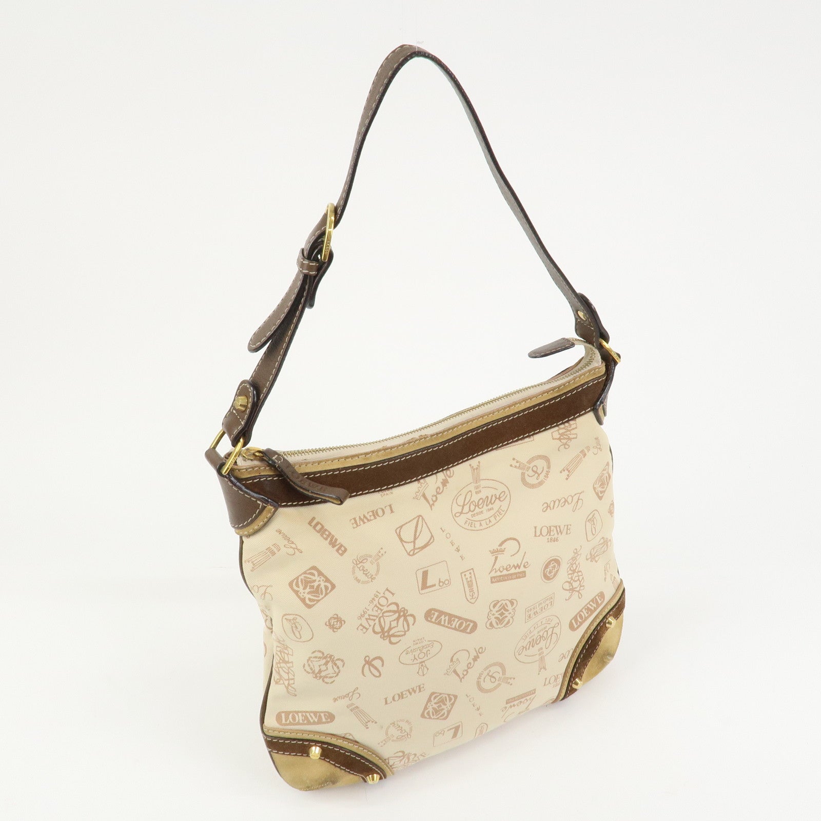 LOEWE Anagram Canvas Suede Leather 160th Anniversary Shoulder Bag