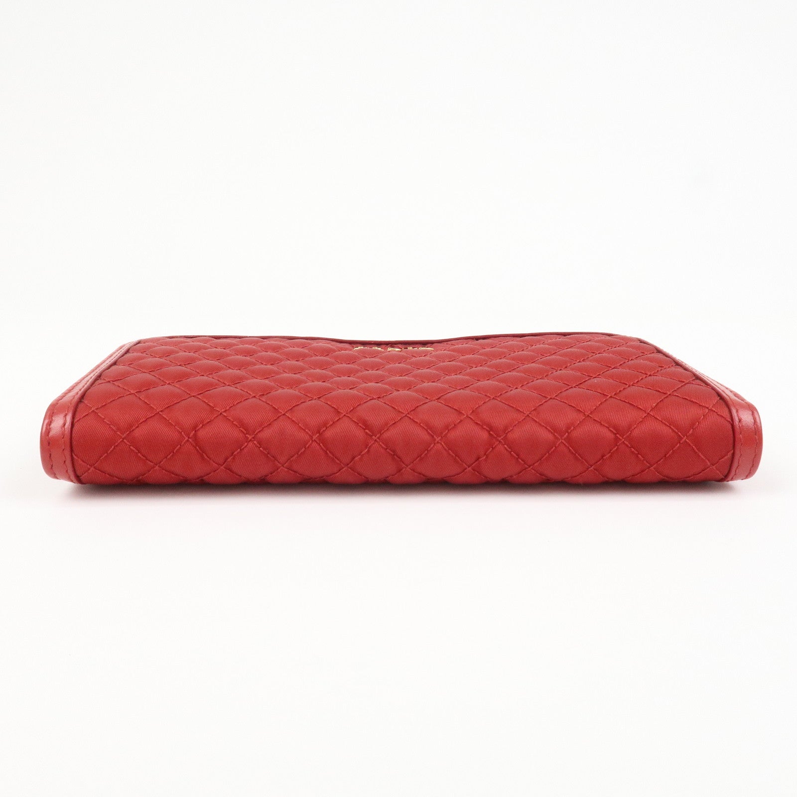 PRADA Nylon Leather L Fastener Zippy Long Wallet Red 1ML183