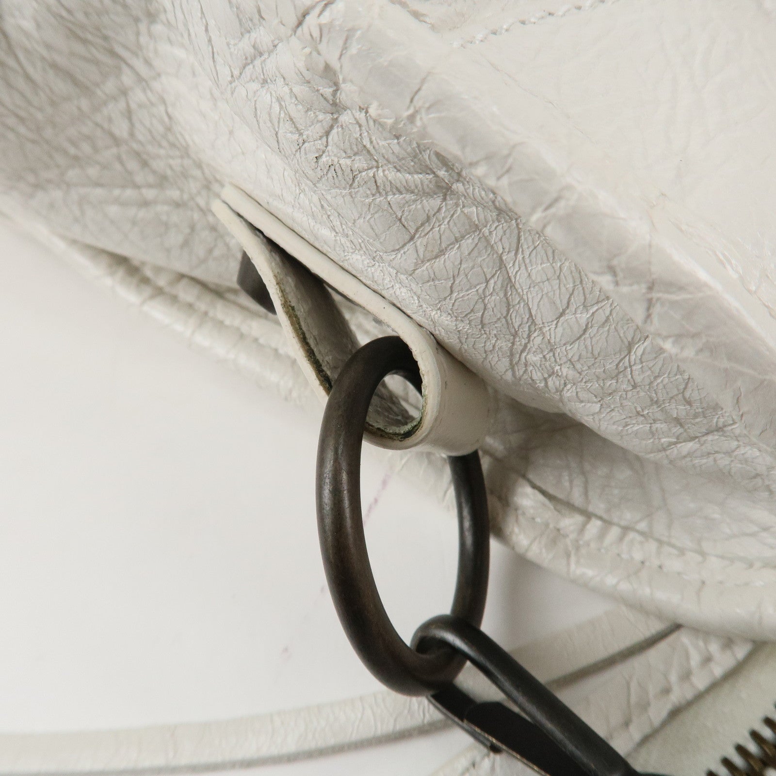 BALENCIAGA The City Leather 2Way Hand Bag White 115748 Used