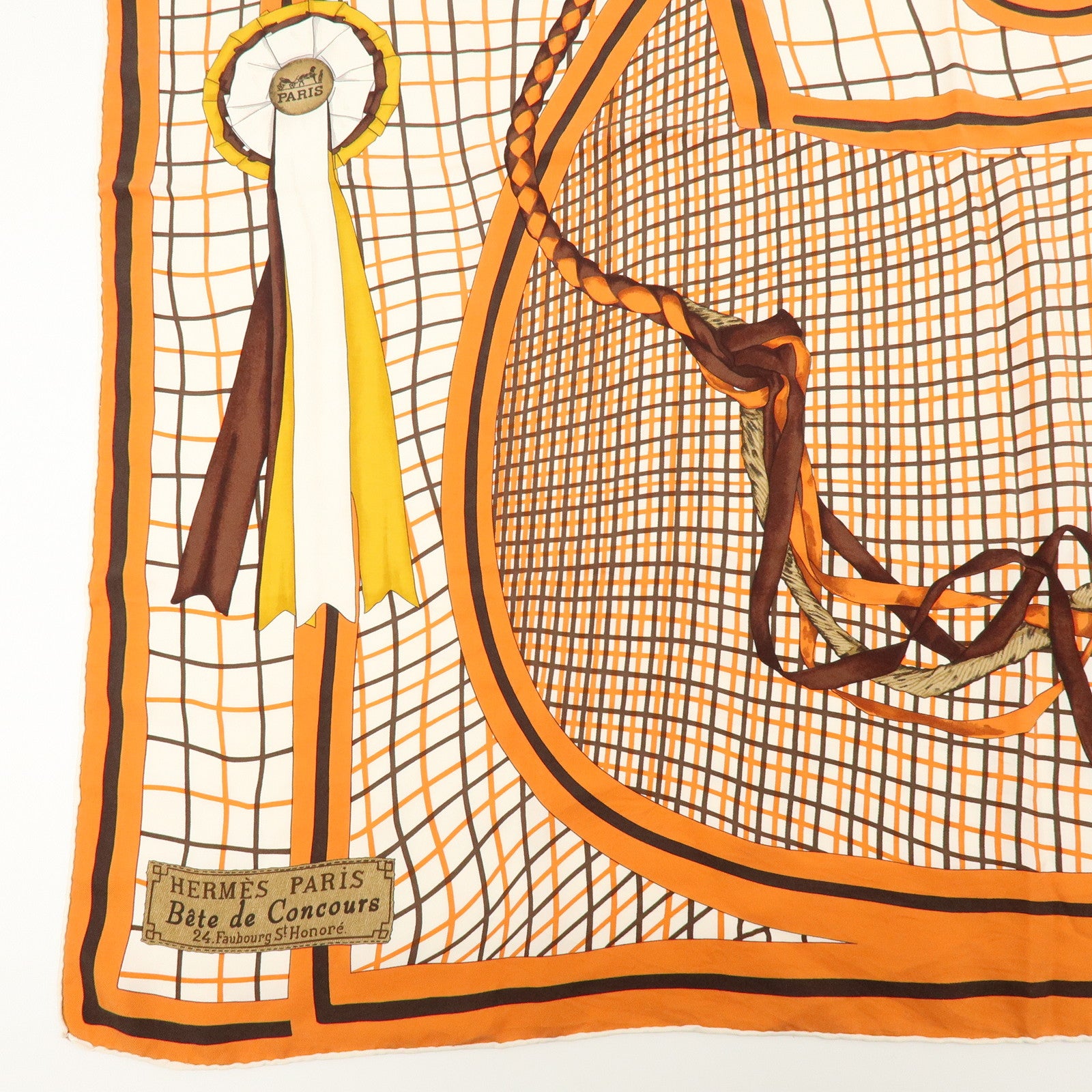 HERMES Carre 90 Silk 100% Scarf Bete de Concours Orange