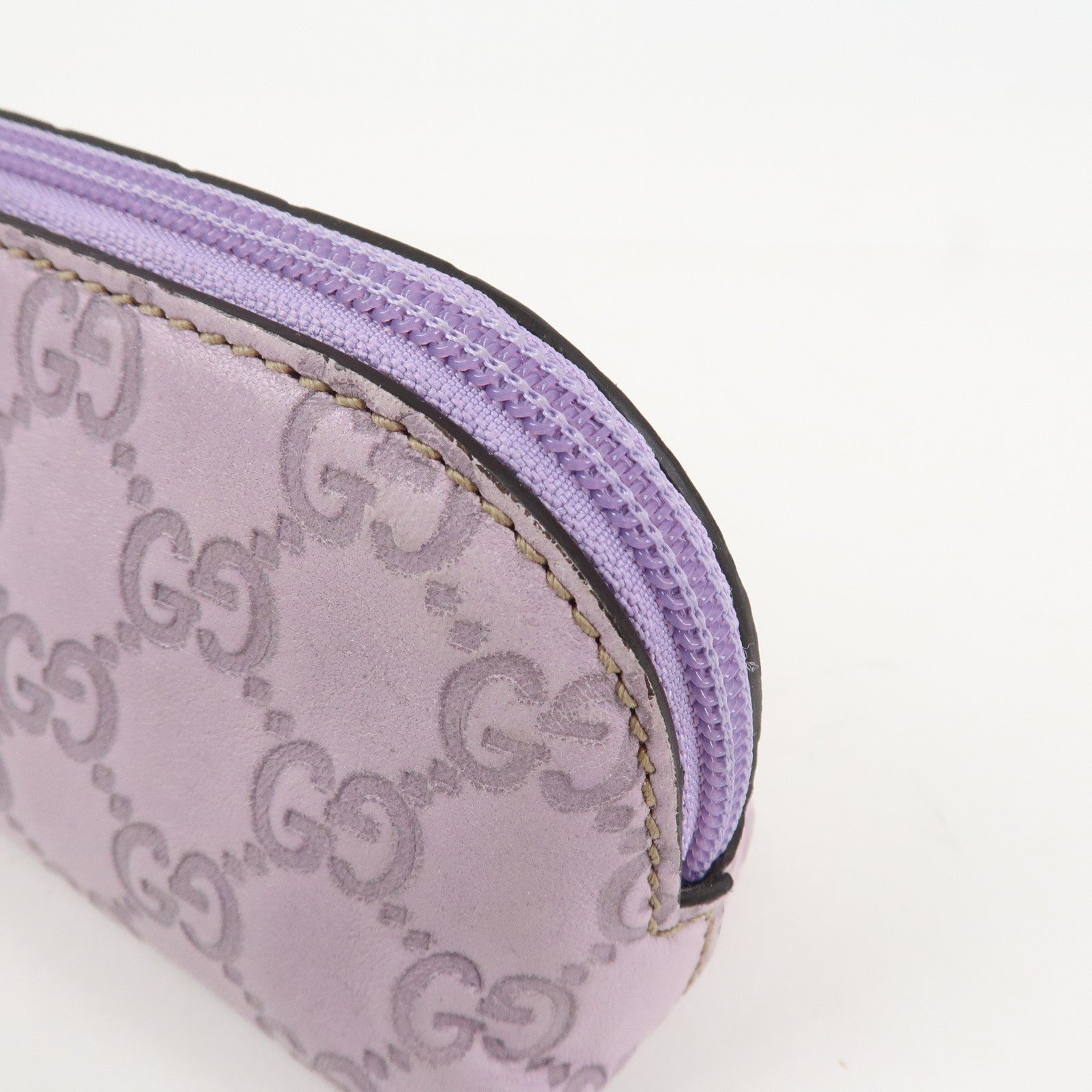 GUCCI Guccissima Leather Cosmetic Pouch Purple 272367 Used