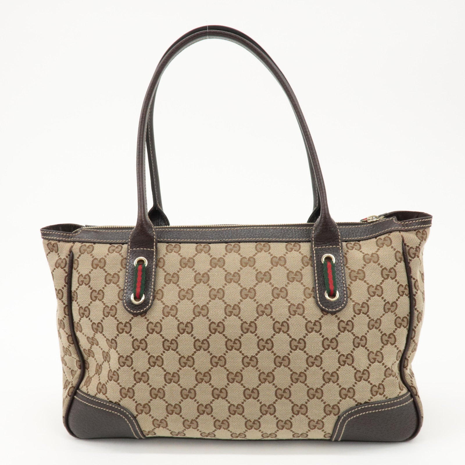 GUCCI Princy Sherry GG Canvas Leather Tote Bag Beige 177052 Used