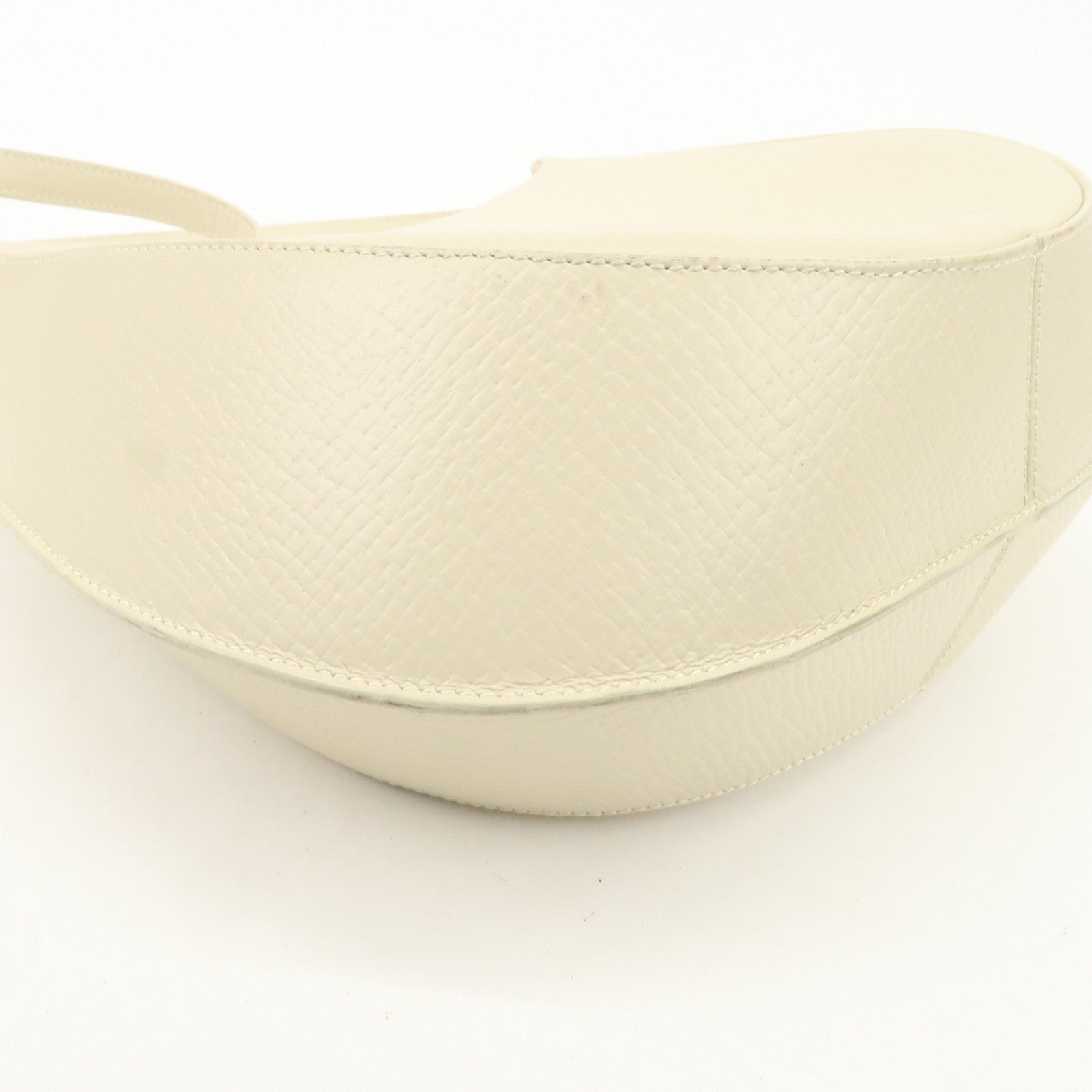 LOEWE Leather Shoulder Bag Ivory Silver Hardware Used