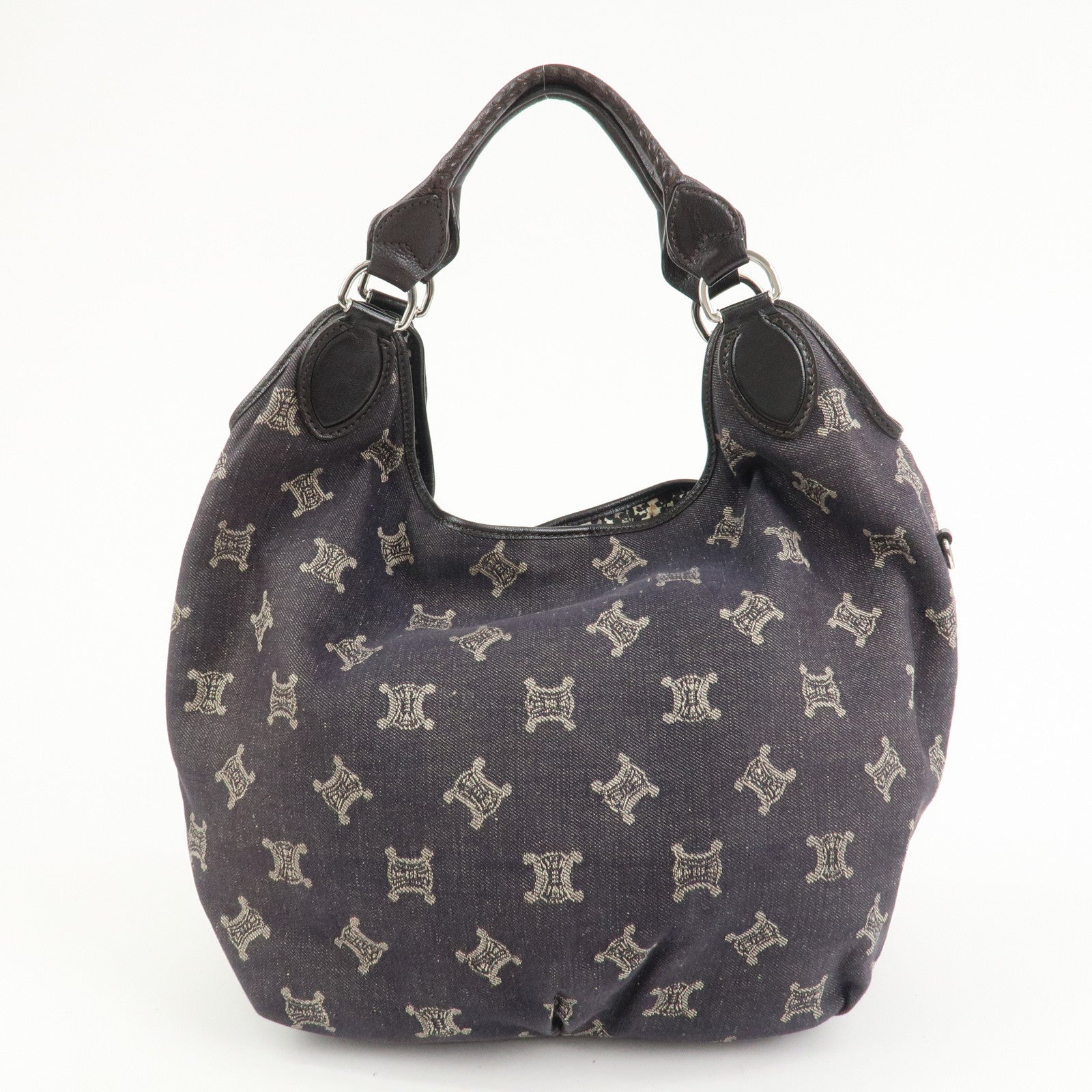 CELINE Macadam Denim Leather Shoulder Bag Hand Bag