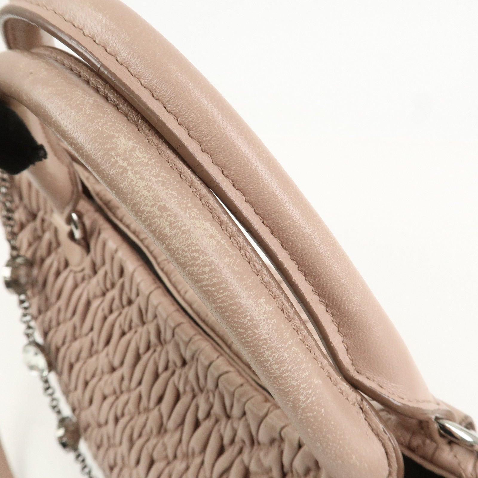 MIU MIU Matelasse Nappa Crystal Leather 2Way Shoulder Bag 5BE896