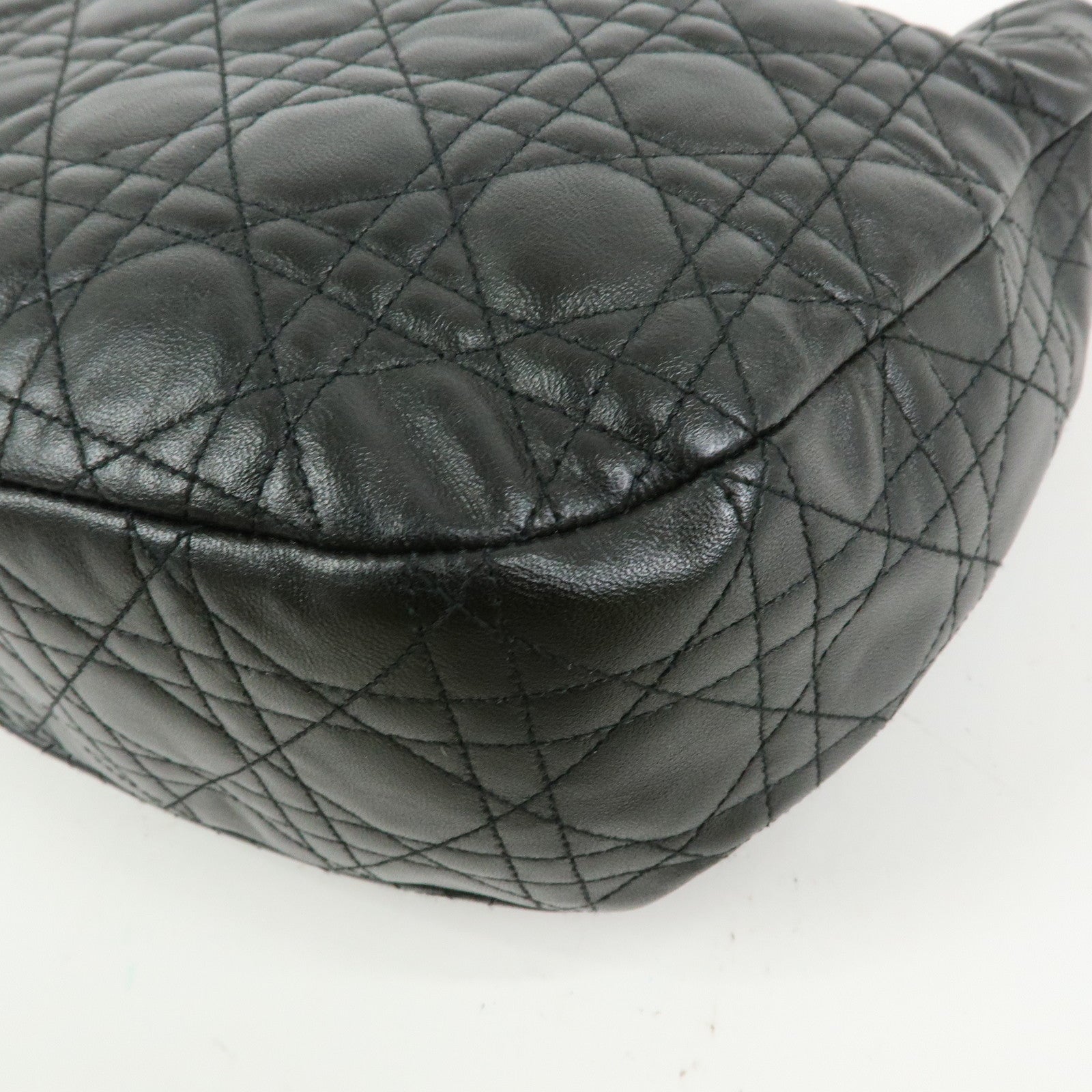 Christian Dior Cannage Lambskin Shoulder Bag Hand Bag Black