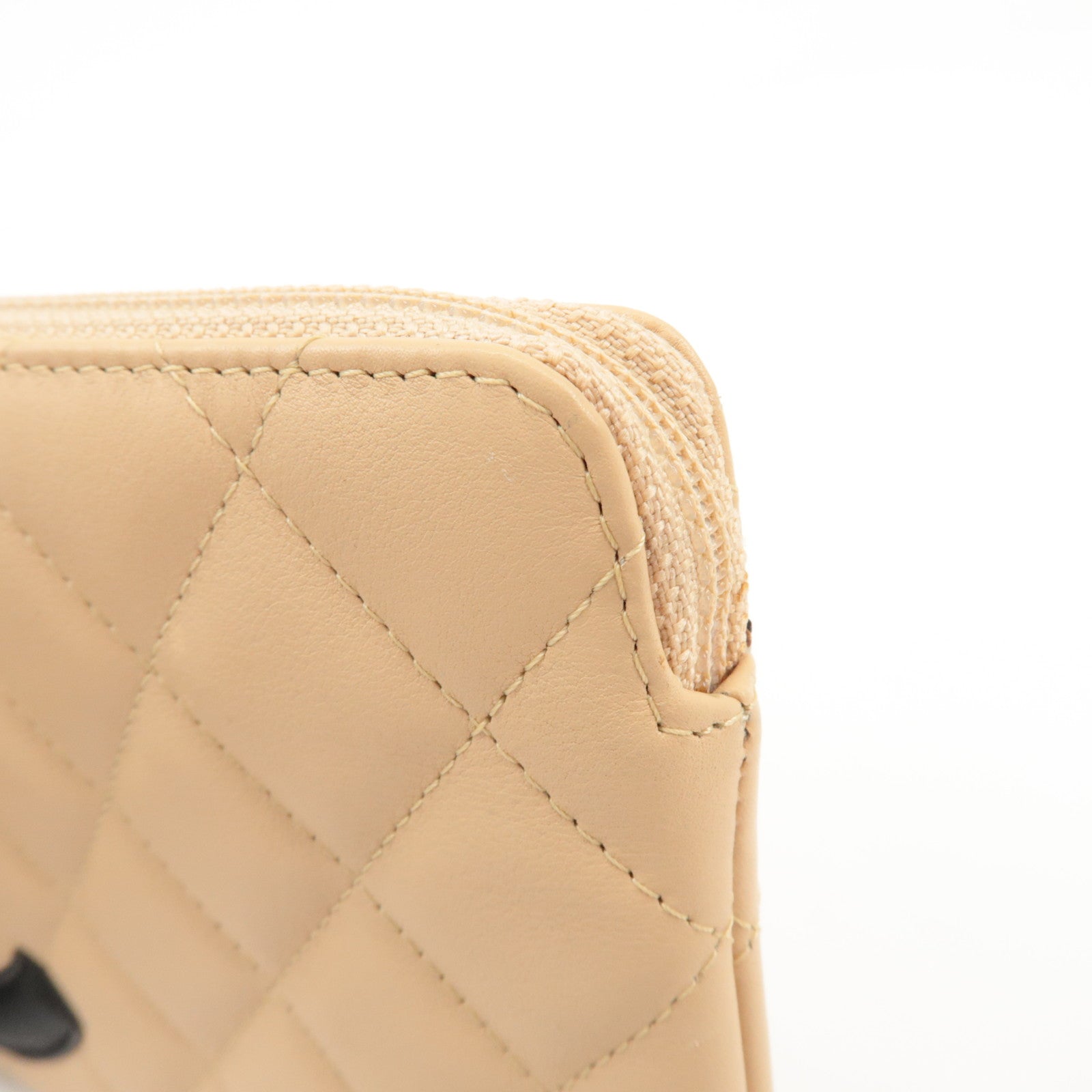 CHANEL COCO Mark Cambon Line Leather Pouch Beige Used