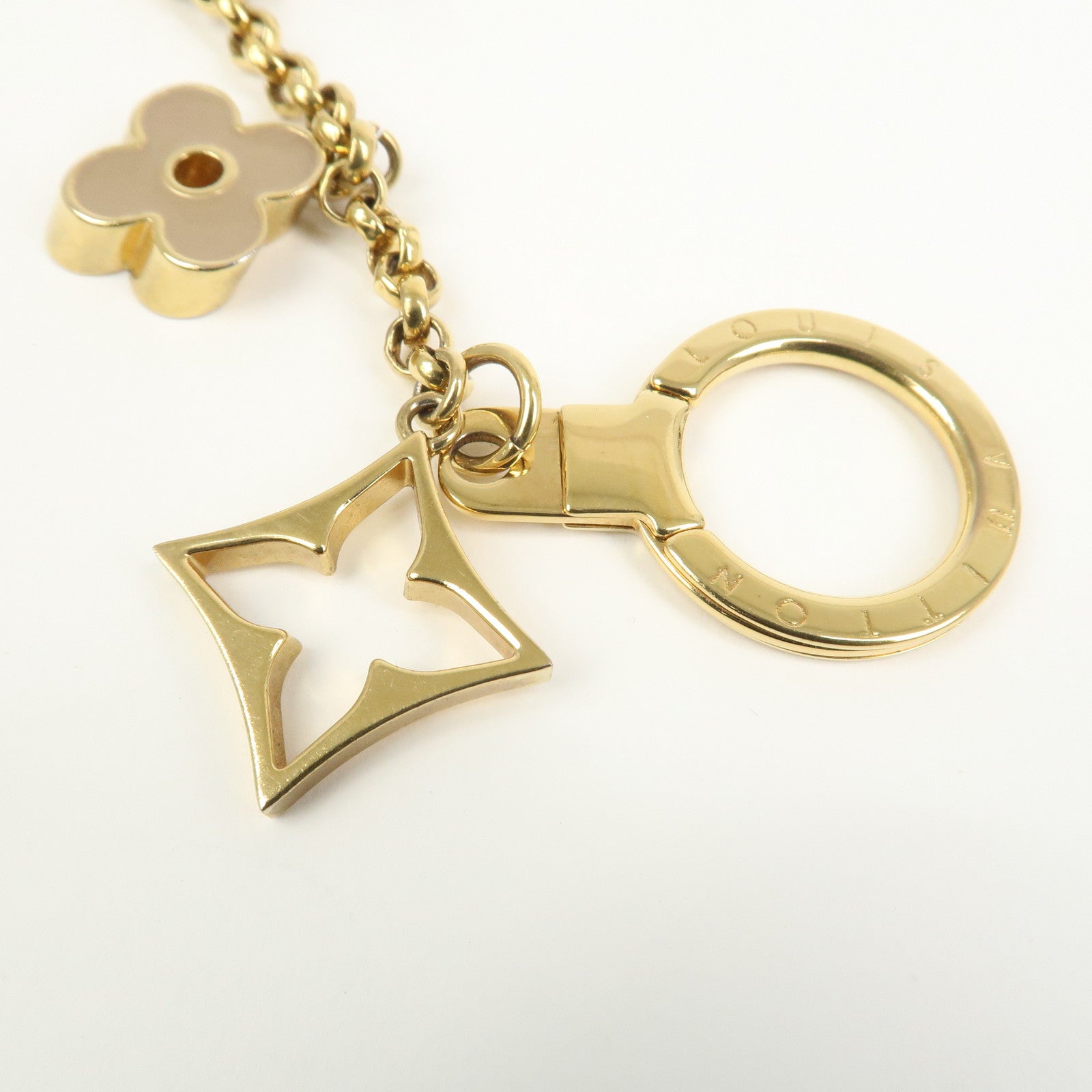 Louis Vuitton Fleur de Monogram Bag Charm Key Chain Gold M65111