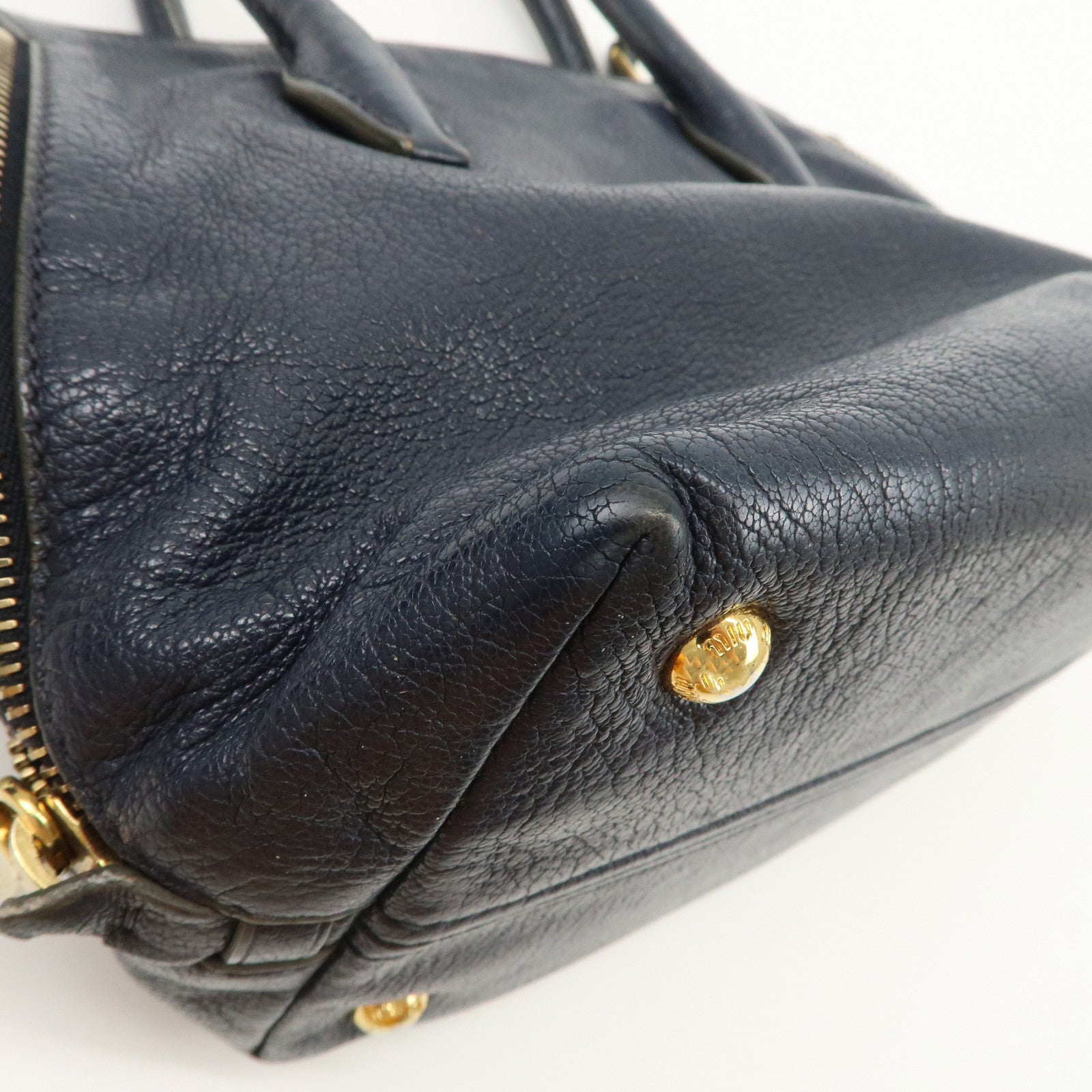MIUMIU Matelasse Leather 2Way Bag Hand Bag Navy 5BA003