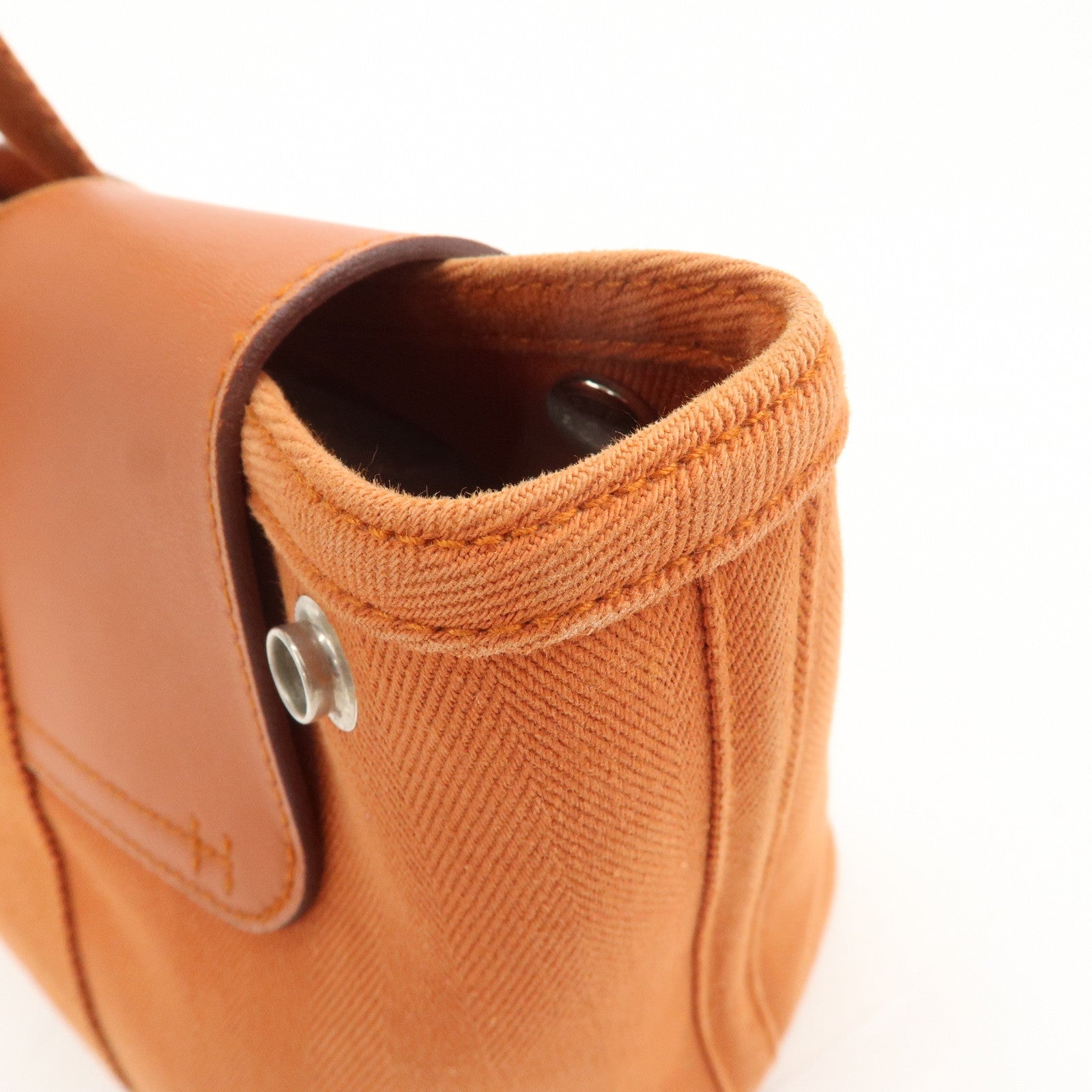 HERMES Valparaiso PM Toile Ash Leather Tote Bag Orange