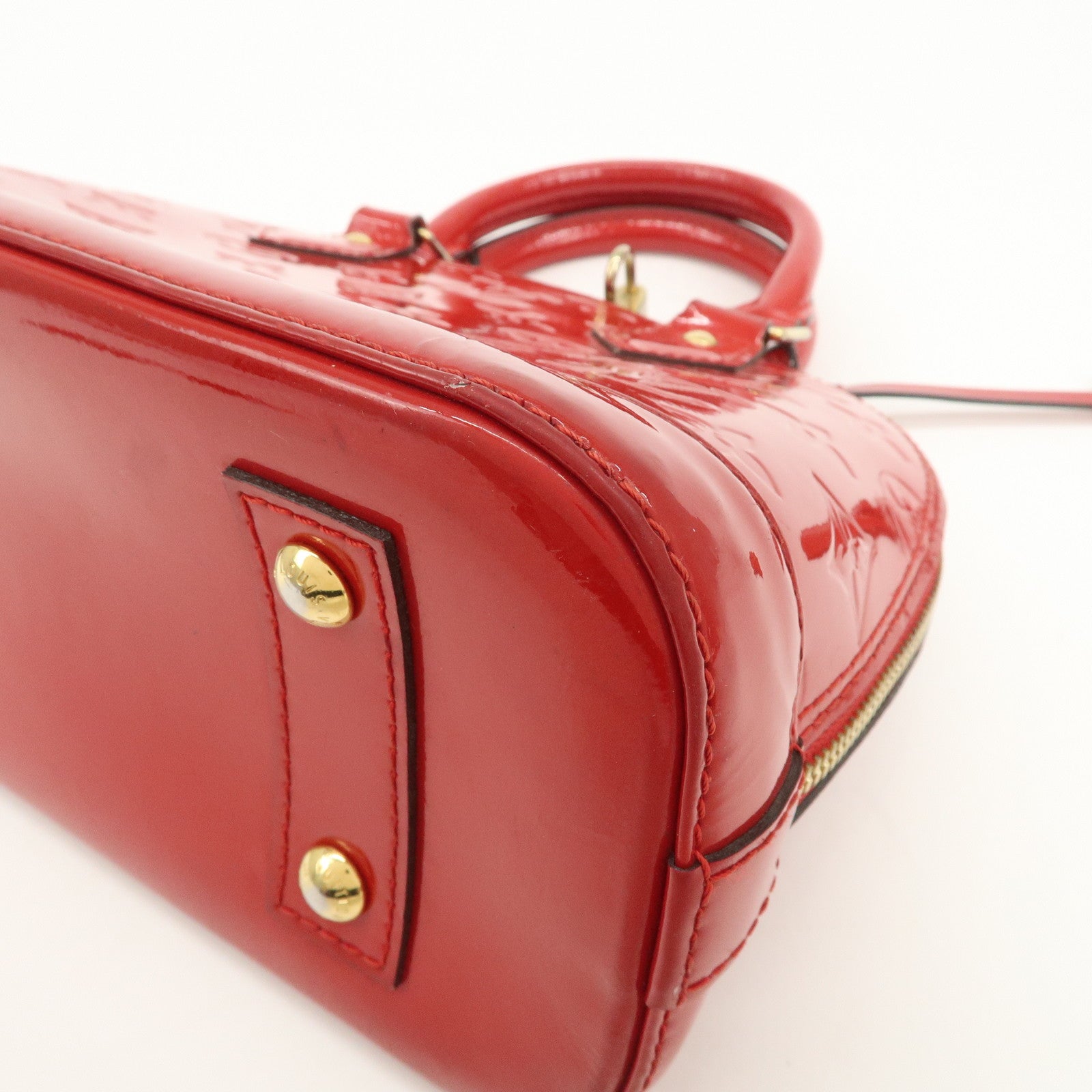 Louis Vuitton Monogram Vernis Alma BB 2Way Hand Bag Cerise M90174