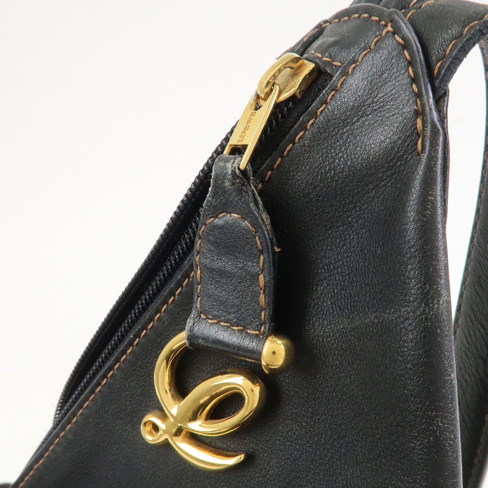 LOEWE Anton Anagram Leather Backpack Shoulder Bag Black