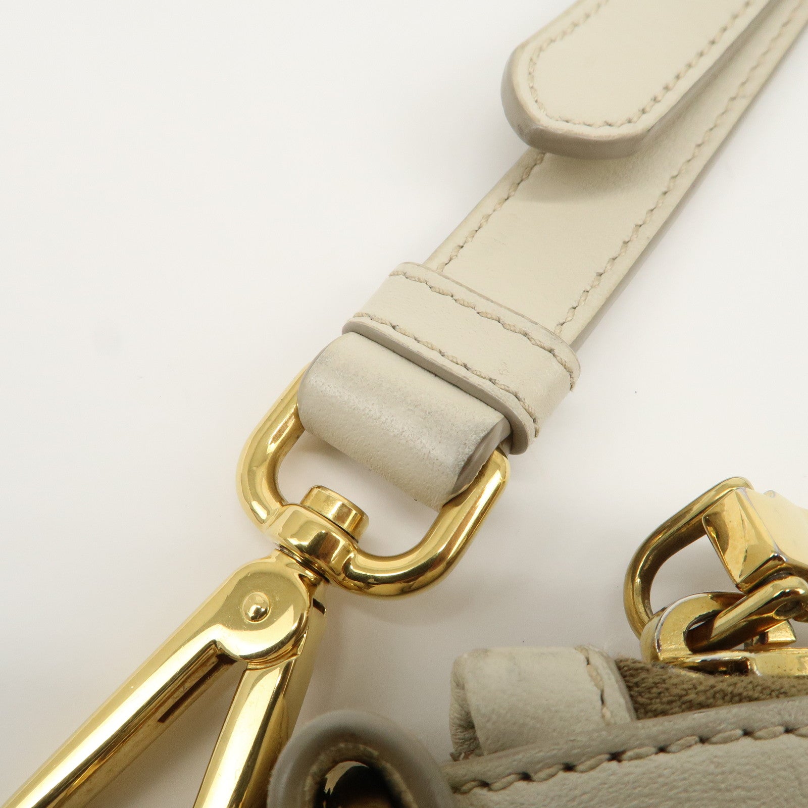 PRADA Logo Jacquard Shoulder Bag Crossbody Bag Beige Ivory BT867A