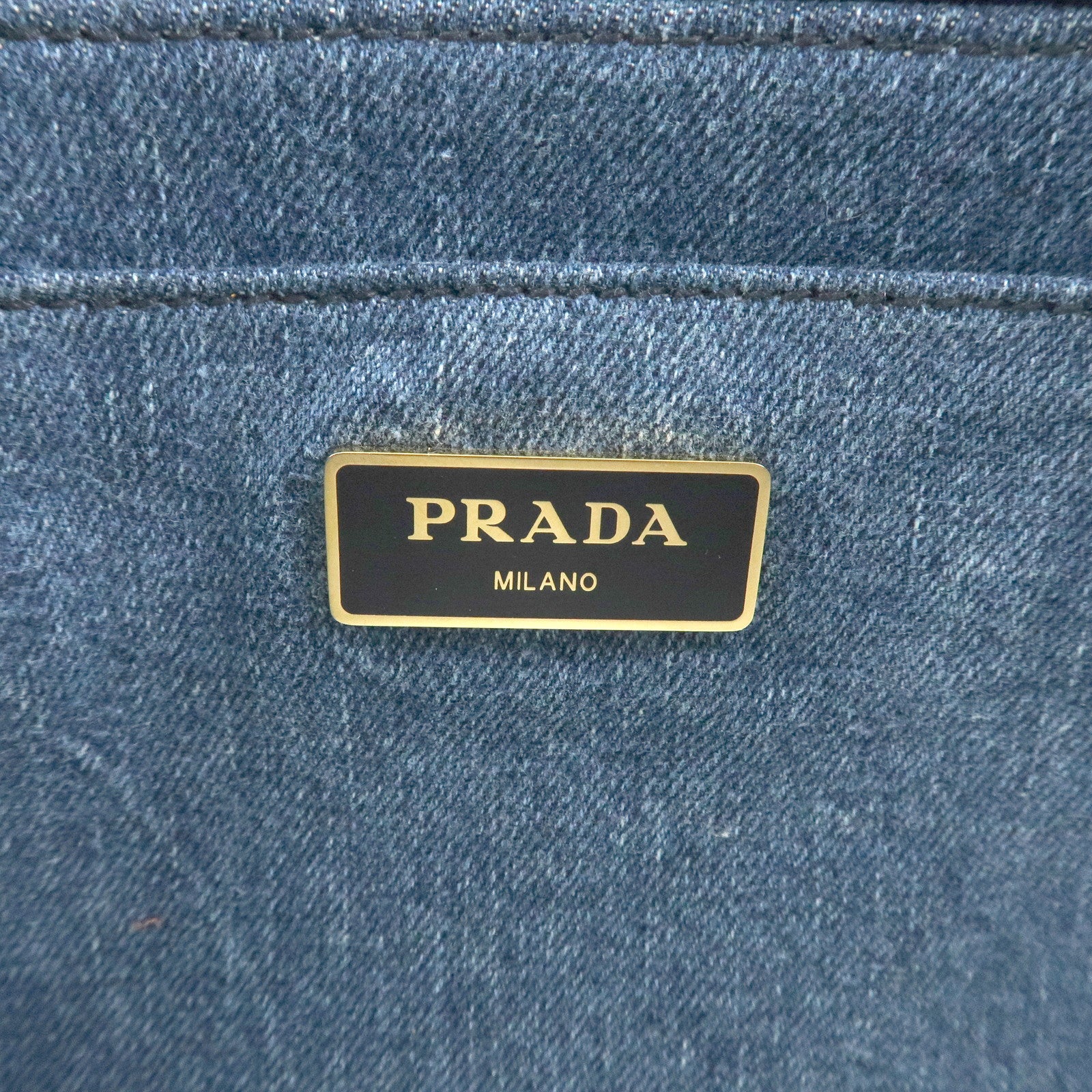 PRADA Logo Canapa Mini Denim 2Way Tote Bag Shoulder Bag Blue 1BG439 Used