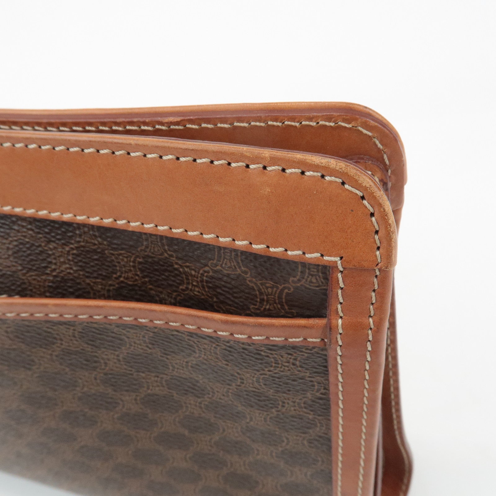 CELINE Macadam PVC Leather Clutch Bag Second Bag Brown
