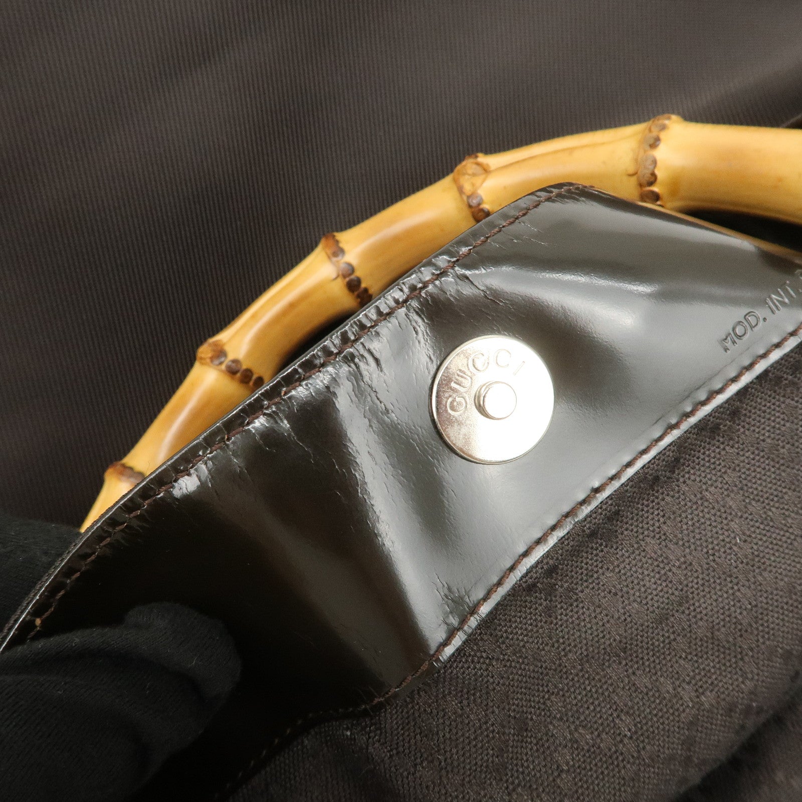 GUCCI Bamboo Nylon Leather 2Way Bag Hand Bag Shoulder Bag 001・2404