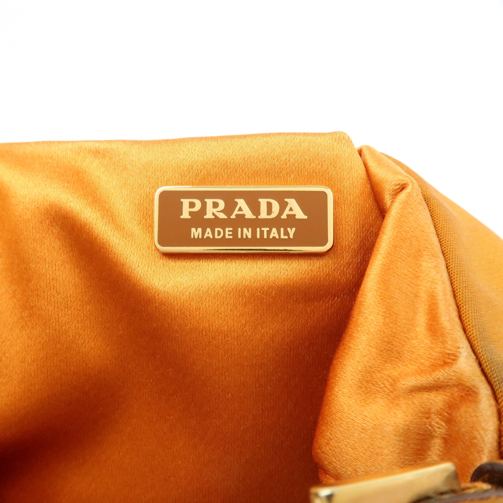 PRADA Triangle Logo Re‑Nylon Leather Hand Bag Shoulder Bag Orange
