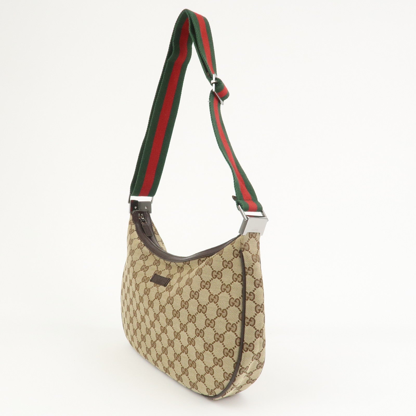 GUCCI Sherry GG Canvas Leather Shoulder Bag Beige Brown 122790