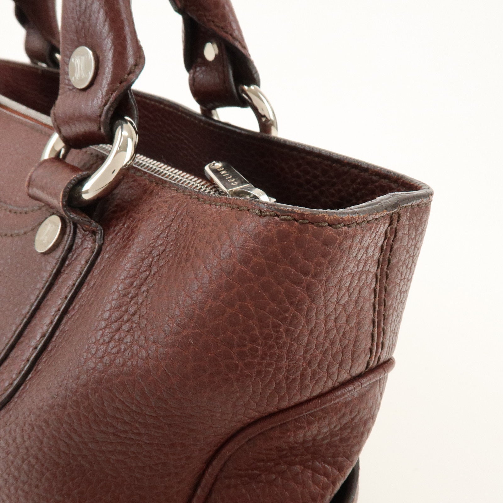 CELINE Leather Boogie Bag Hand Bag Tote Bag Brown