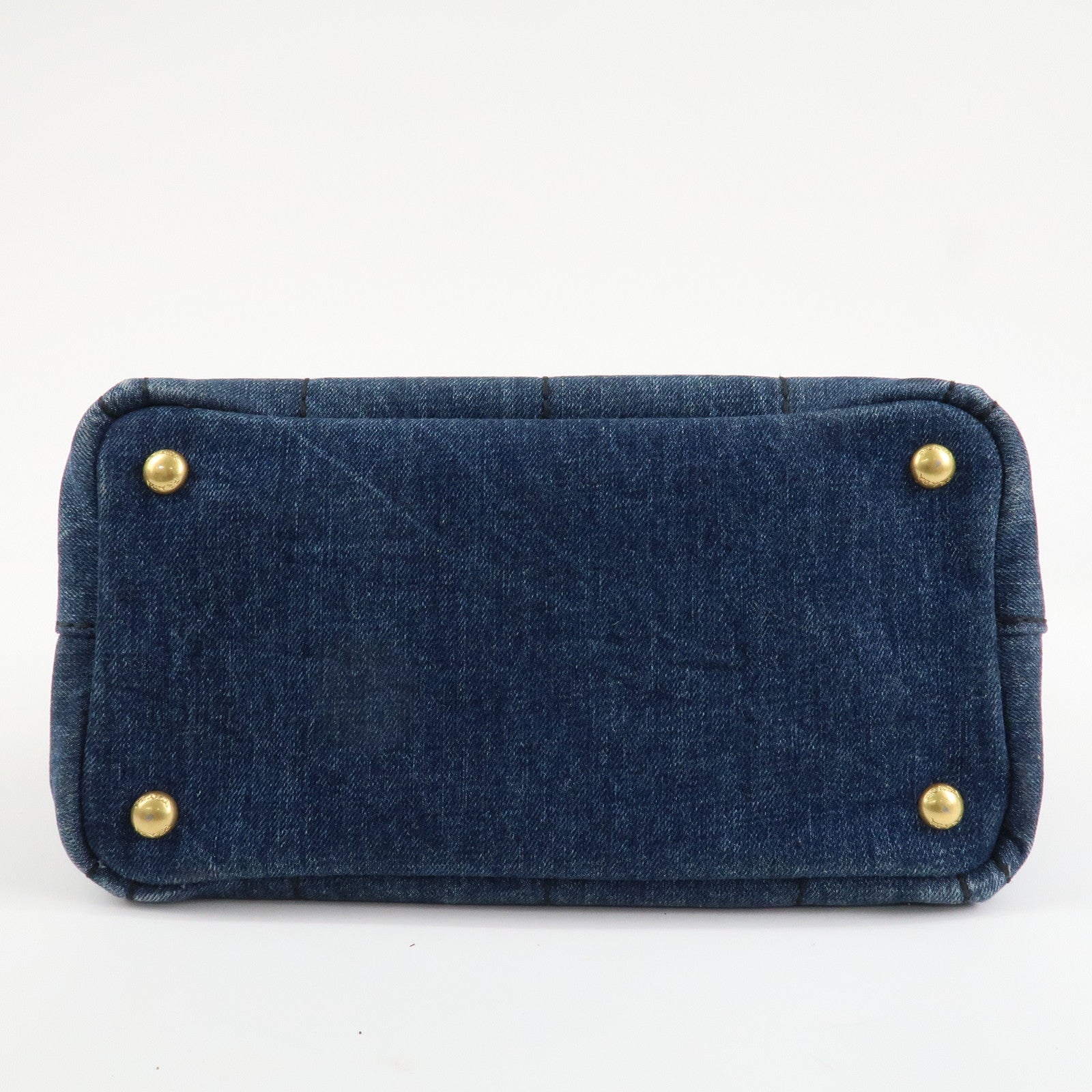 PRADA Denim Canapa Mini 2Way Tote Bag Shoulder Bag Blue 1BG439 Used