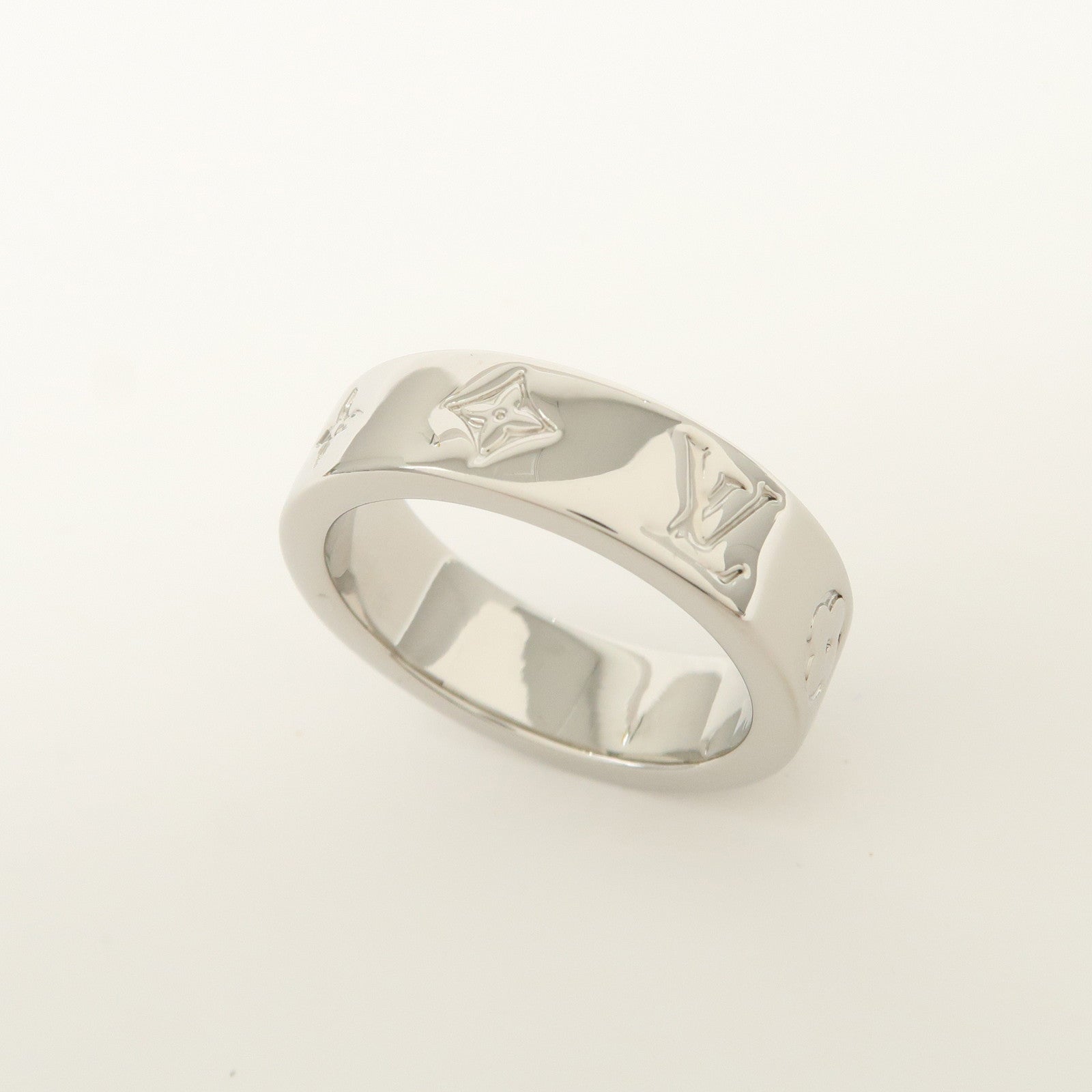 Louis Vuitton Monogram Metal Mosaic Thin Ring S00 Silver M1180