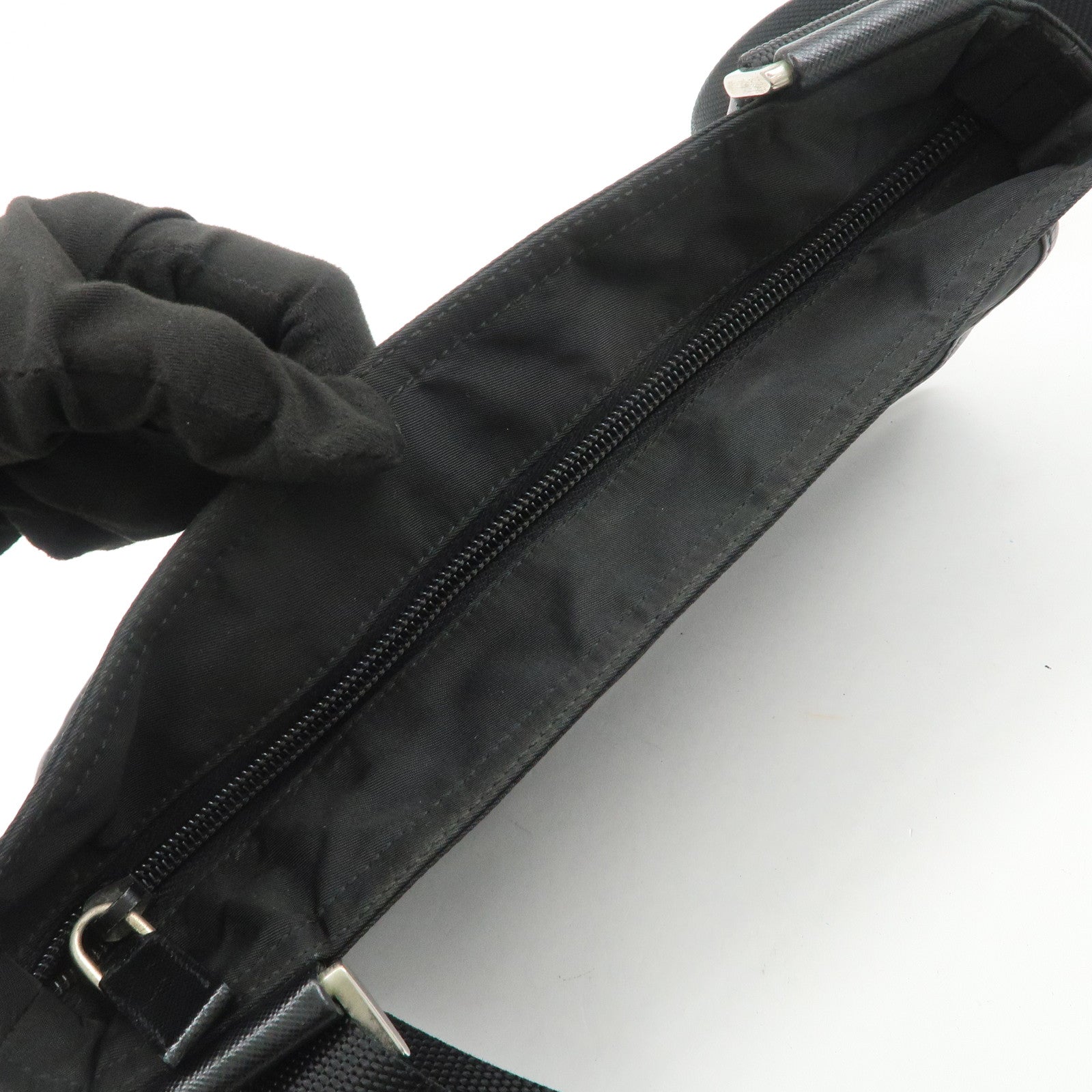 PRADA Nylon Saffiano Leather Shoulder Crossbody Bag Black VA0269