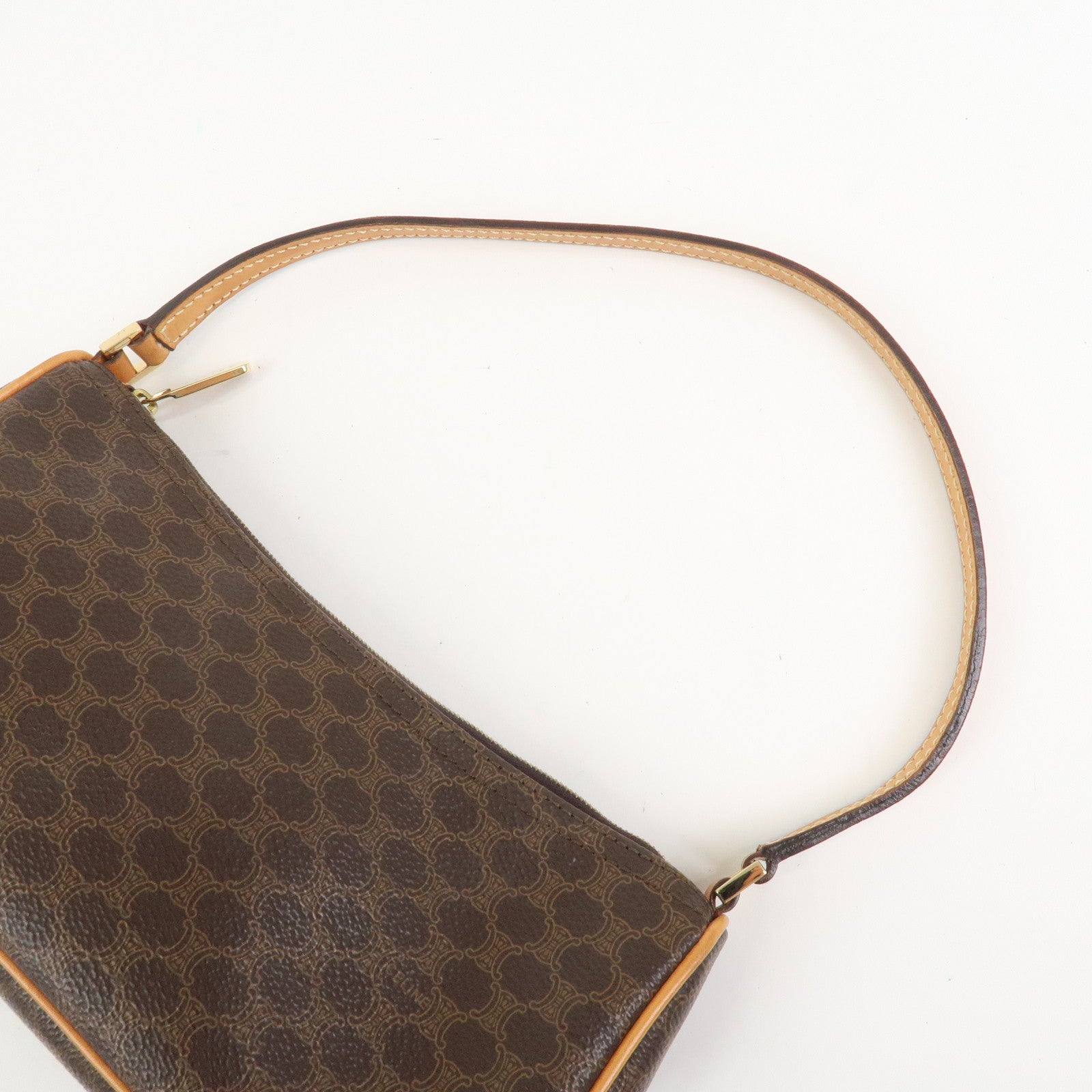 CELINE Macadam Logo PVC Leather Shoulder Bag Hand Bag Brown