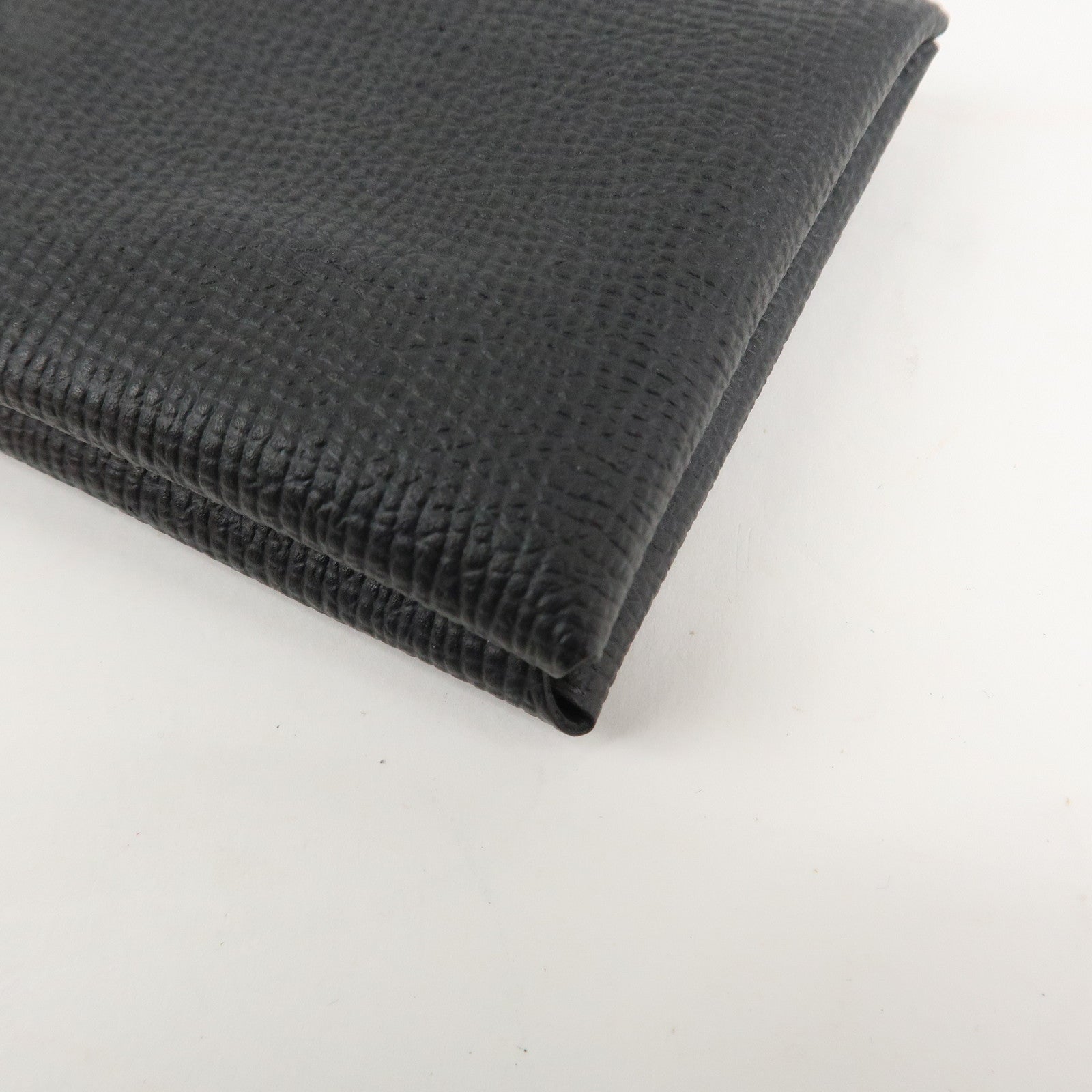 HERMES Epsom Leather CALVI Card Case Noir Black Used